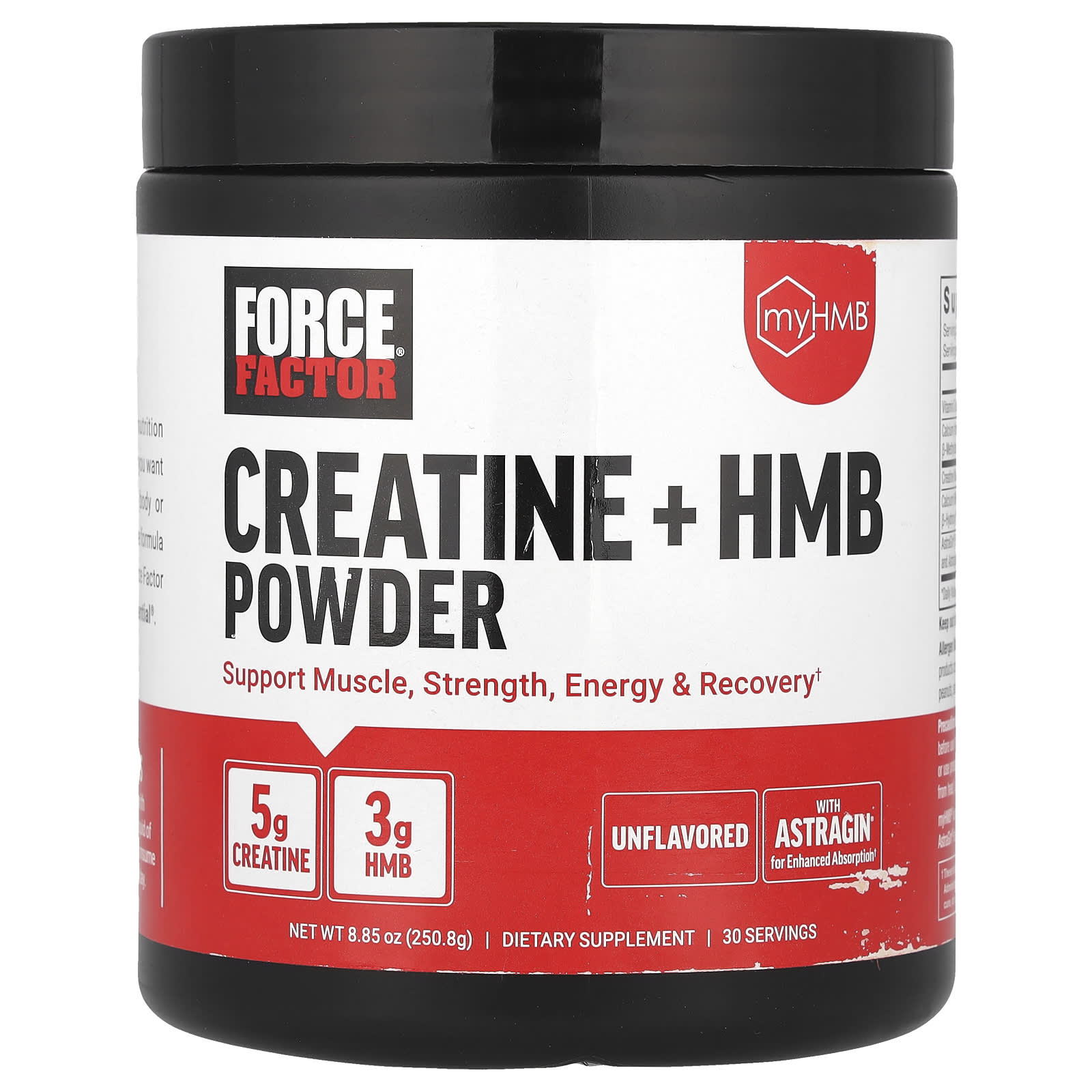 Force Factor Creatine + HMB Powder – Sans arôme – 250,8 g — Tunisie