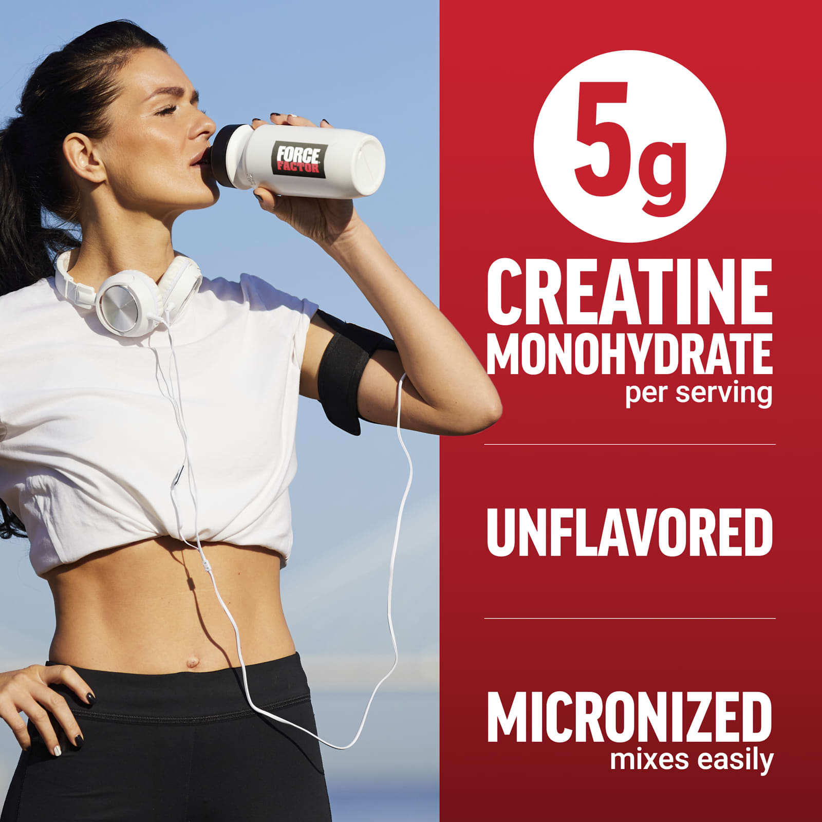 Force Factor Creatine Monohydrate Powder – Sans arôme – 1 kg — étiquette 1