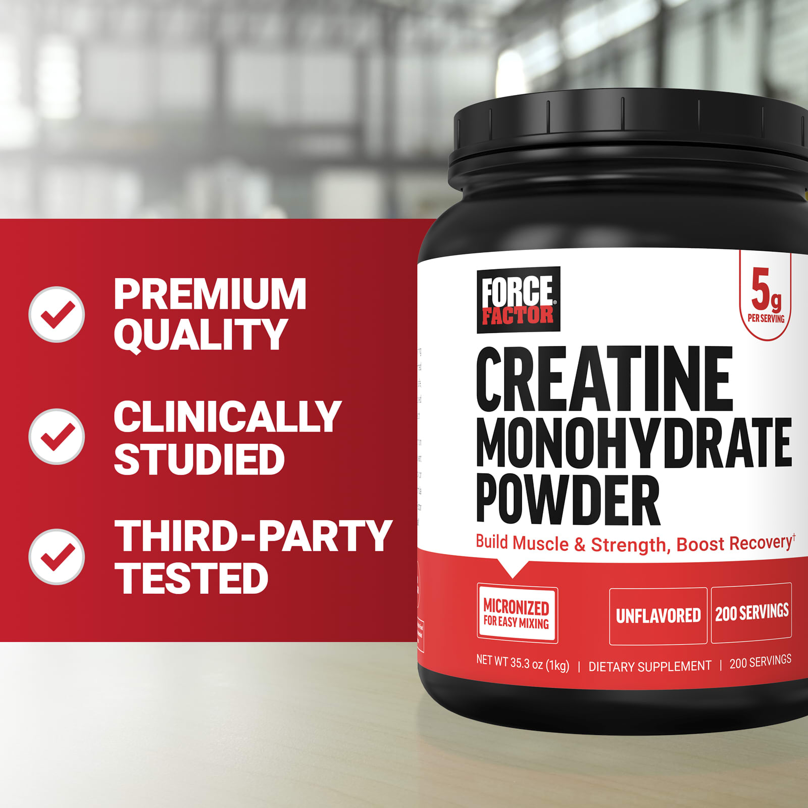 Force Factor Creatine Monohydrate Powder – Sans arôme – 1 kg — étiquette 7