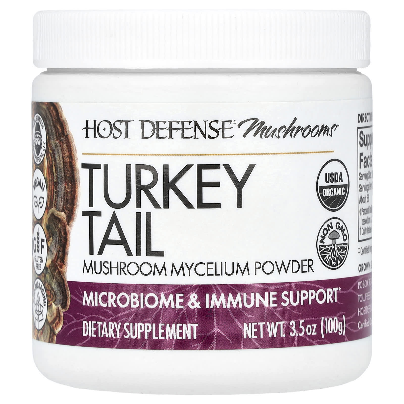 Host Defense Mushrooms, Turkey Tail, Mushroom Mycelium Powder – 100 g — Tunisie