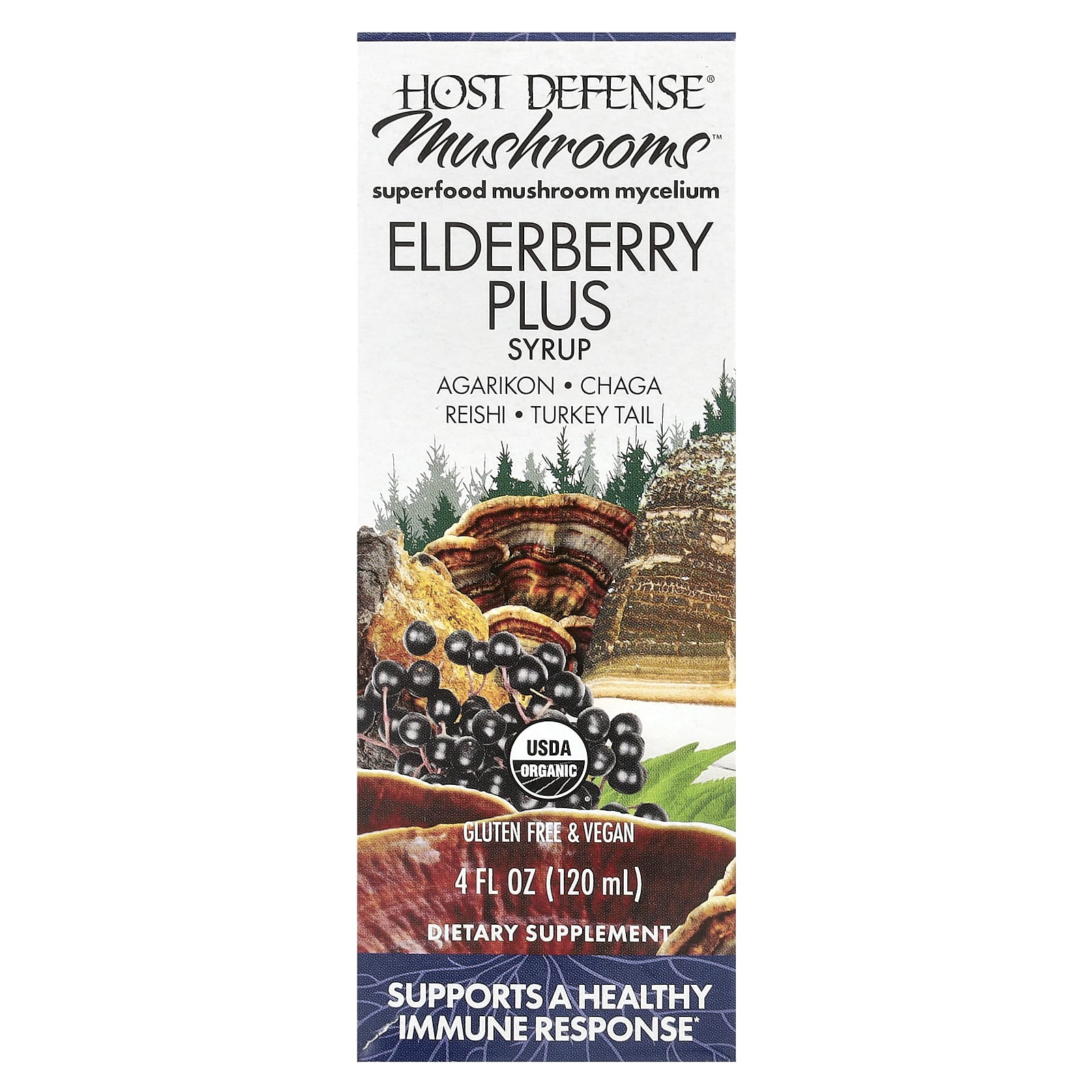 Host Defense Mushrooms – Elderberry Plus Syrup – 120 ml — Tunisie