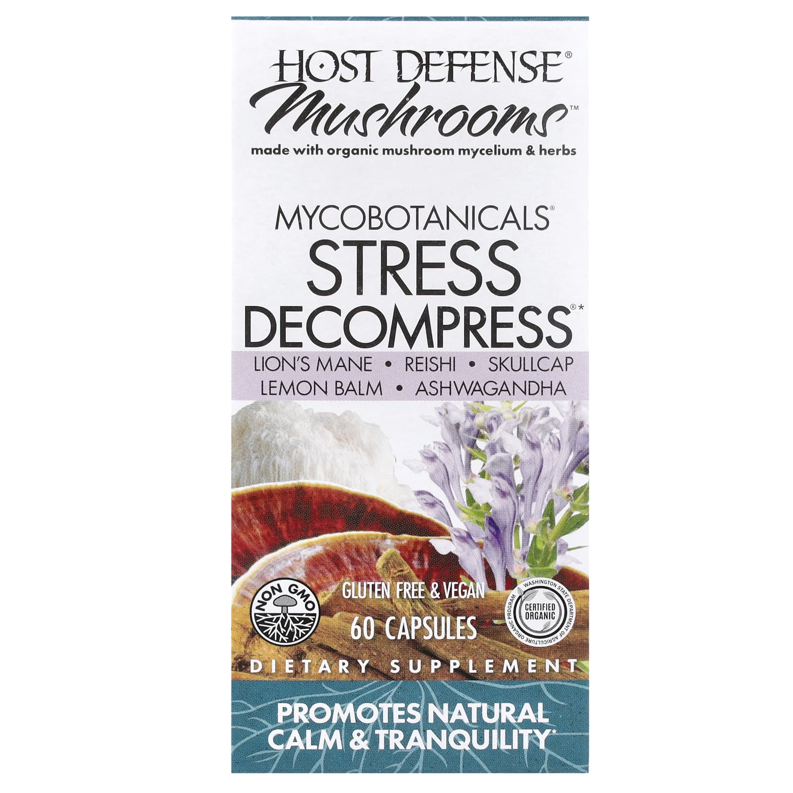Host Defense Mushrooms, MycoBotanicals, Stress Decompress – 60 gélules — Tunisie