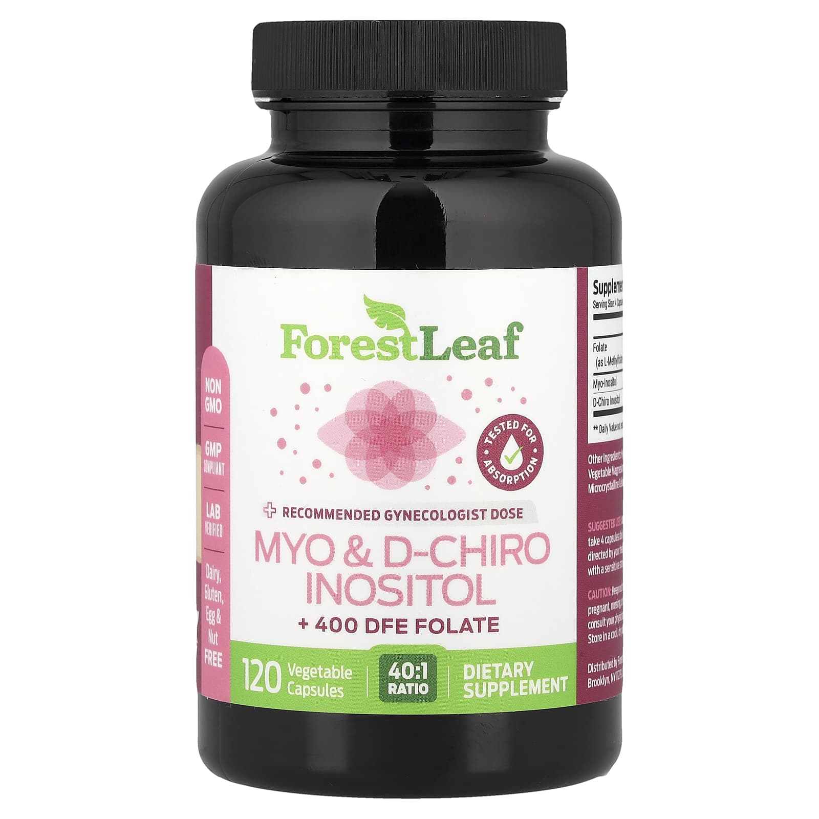 Forest Leaf Myo & D-Chiro Inositol + Folate, 120 Vegetable Capsules — Tunisie