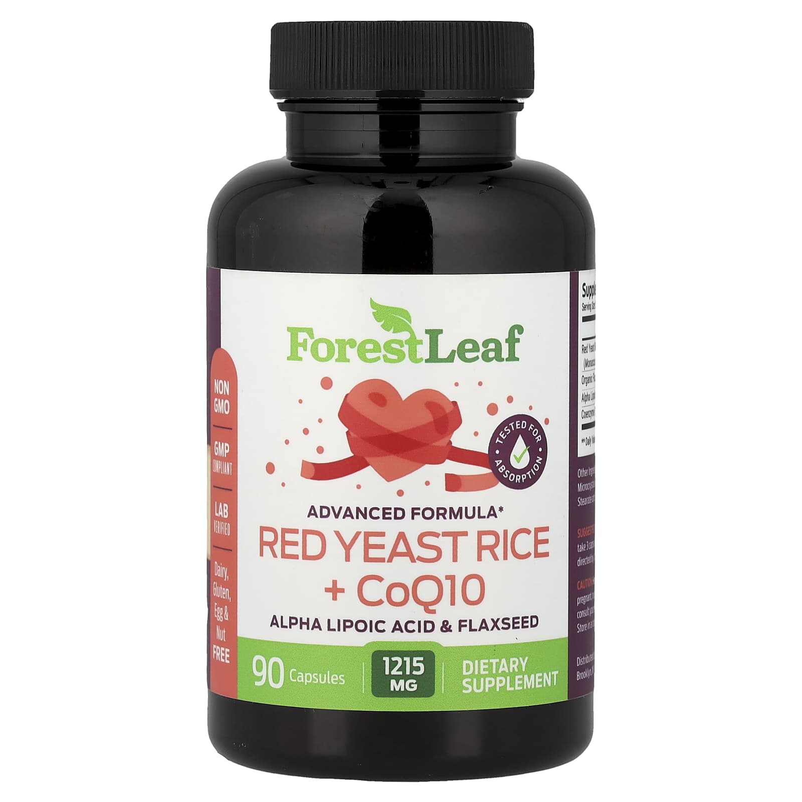 Forest Leaf Red Yeast Rice + CoQ10 – 90 gélules — Tunisie