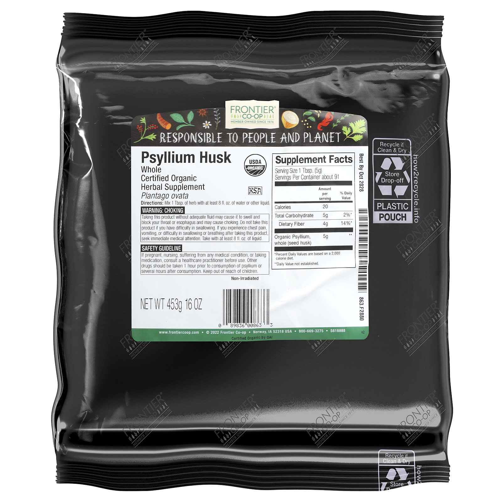 Frontier Co-op Organic Psyllium Husk, Whole – 453 g — photo 2 sur 2