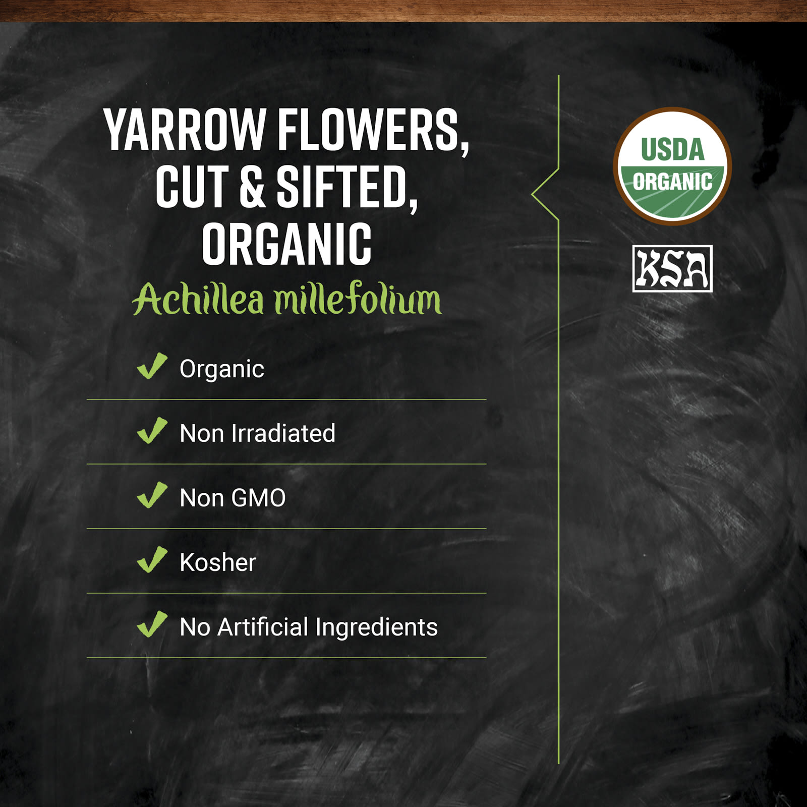 Frontier Co-op Organic Yarrow Flowering Tops, Cut & Sifted – 453 g — étiquette 1
