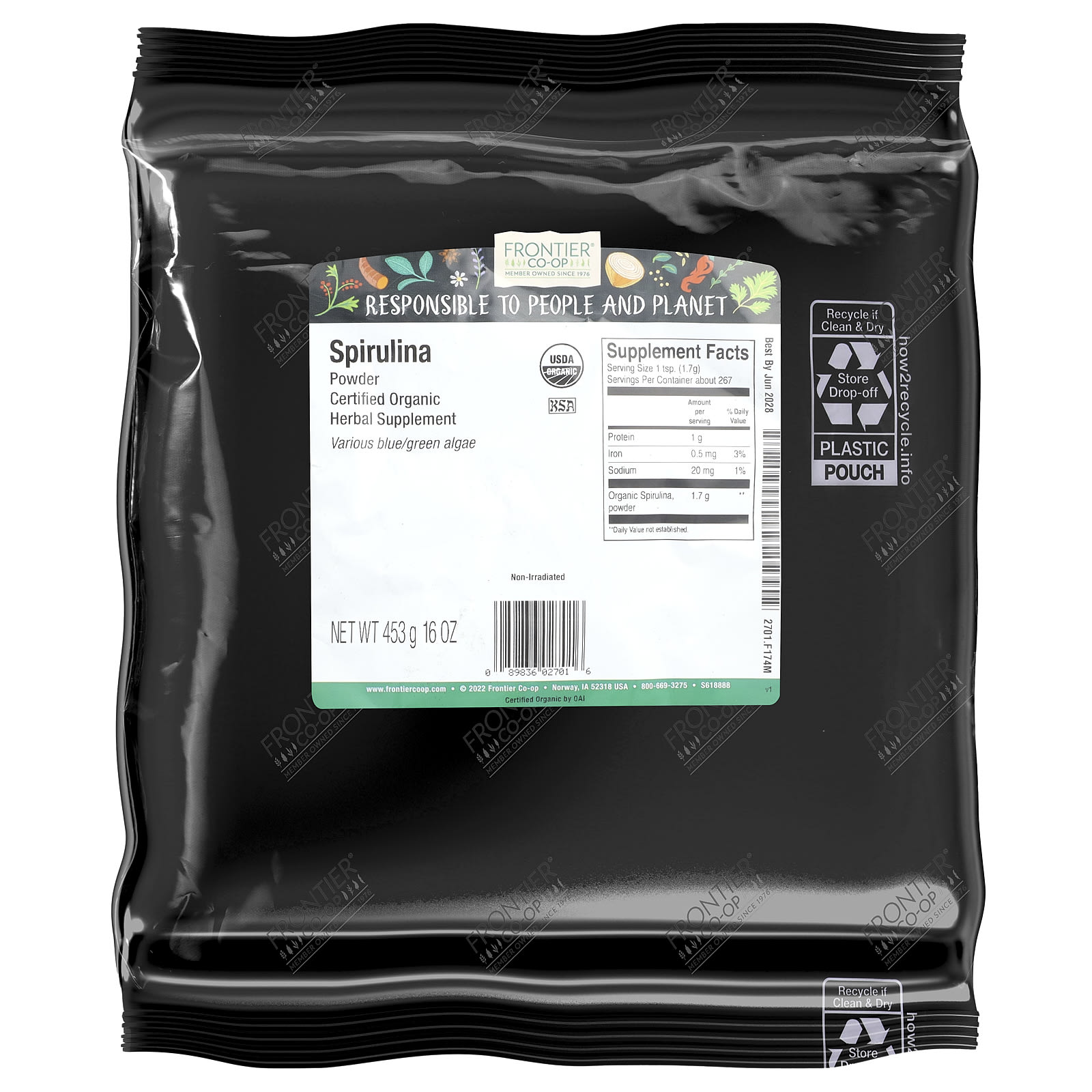 Frontier Co-op Organic Spirulina Powder – 453 g — photo 2 sur 2