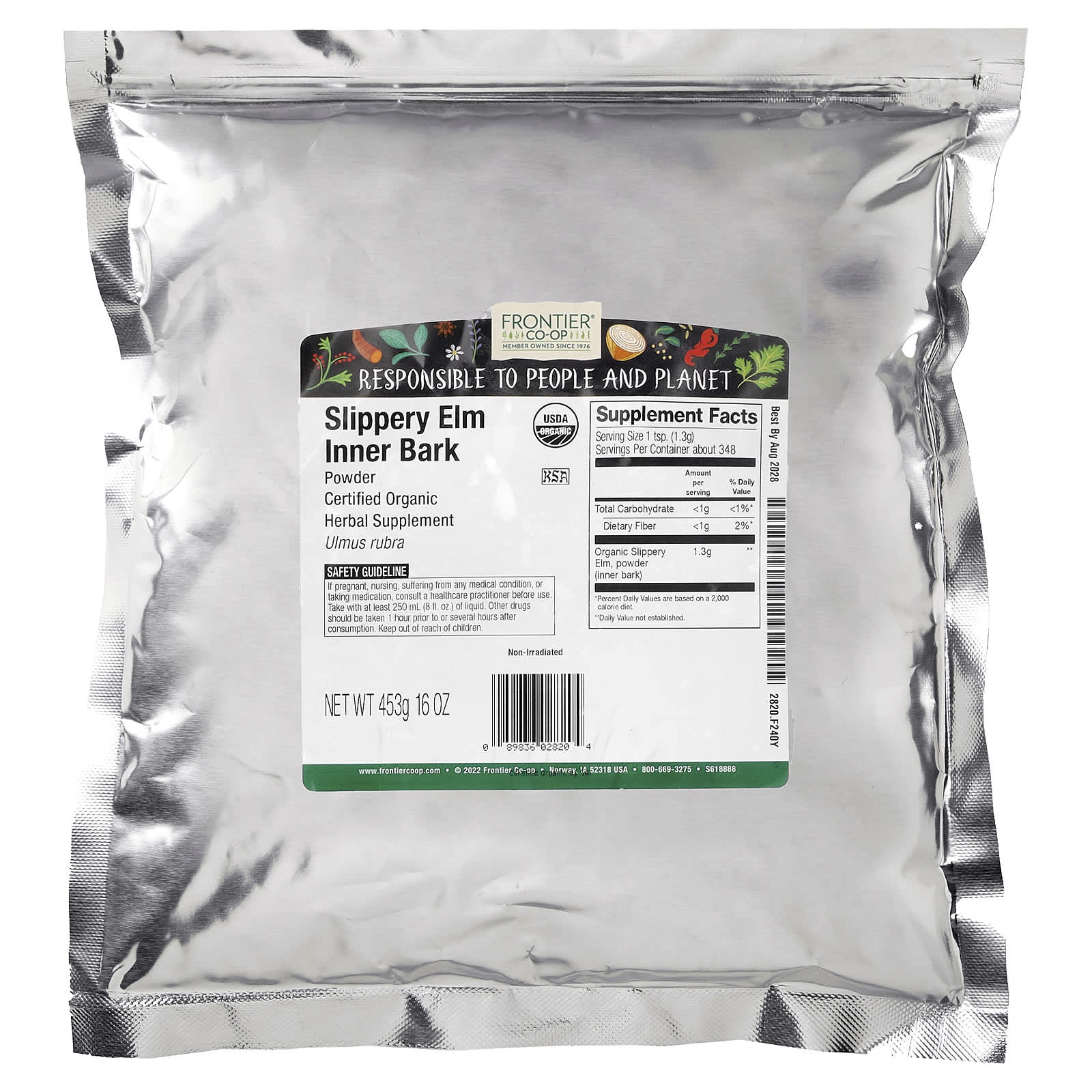 Frontier Co-op Organic Slippery Elm, Inner Bark Powder – 453 g — photo 2 sur 2