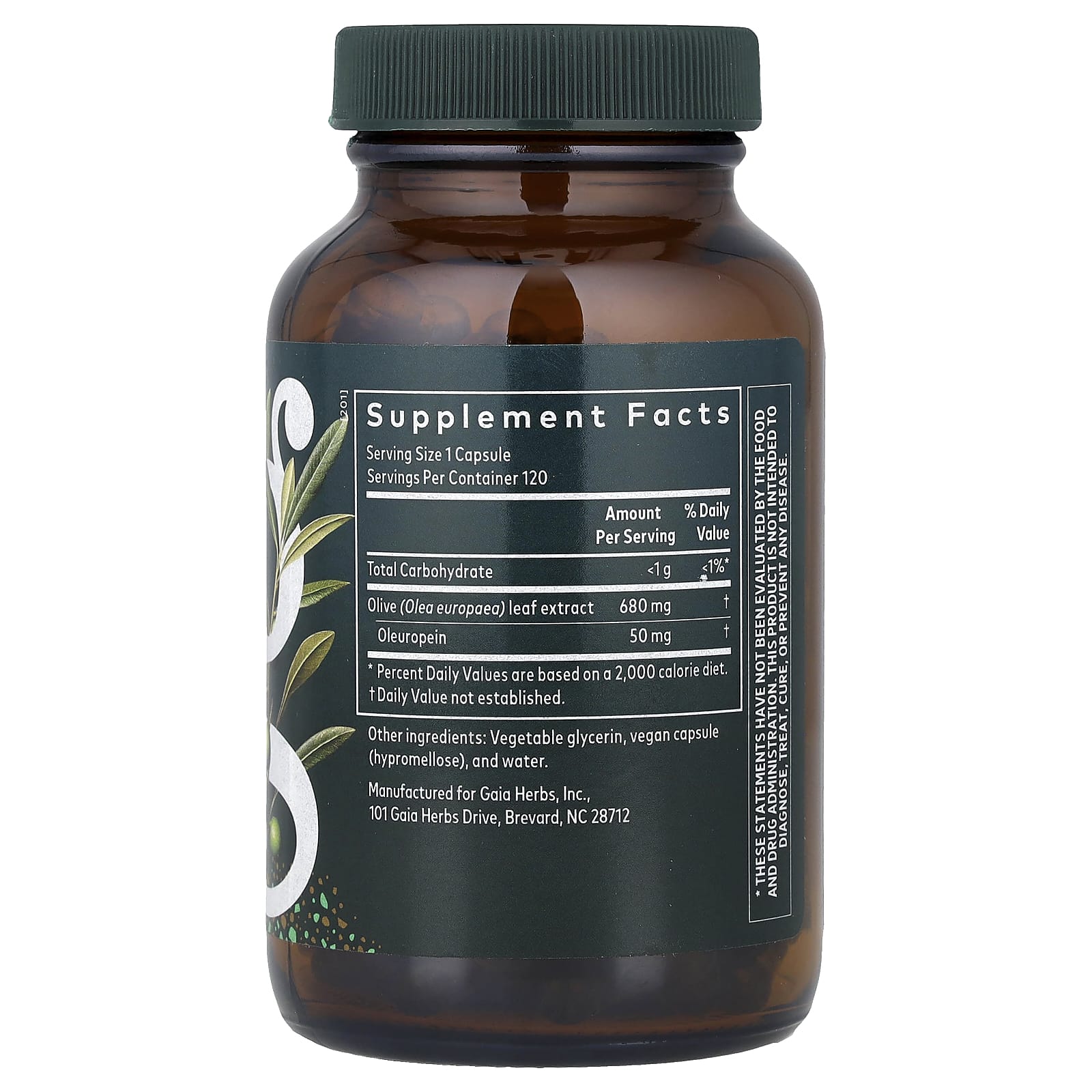 Gaia Herbs Olive Leaf, 120 Liquid Phyto-Caps — photo 2 sur 2