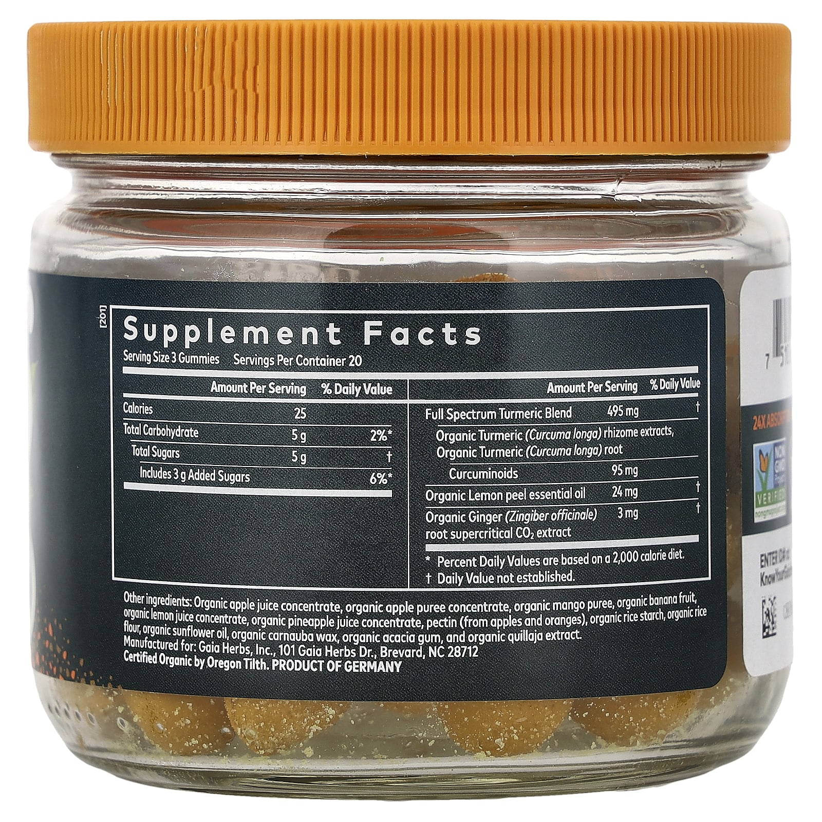 Gaia Herbs Turmeric Supreme Gummies – Lemon Ginger – 60 gommes — photo 2 sur 2