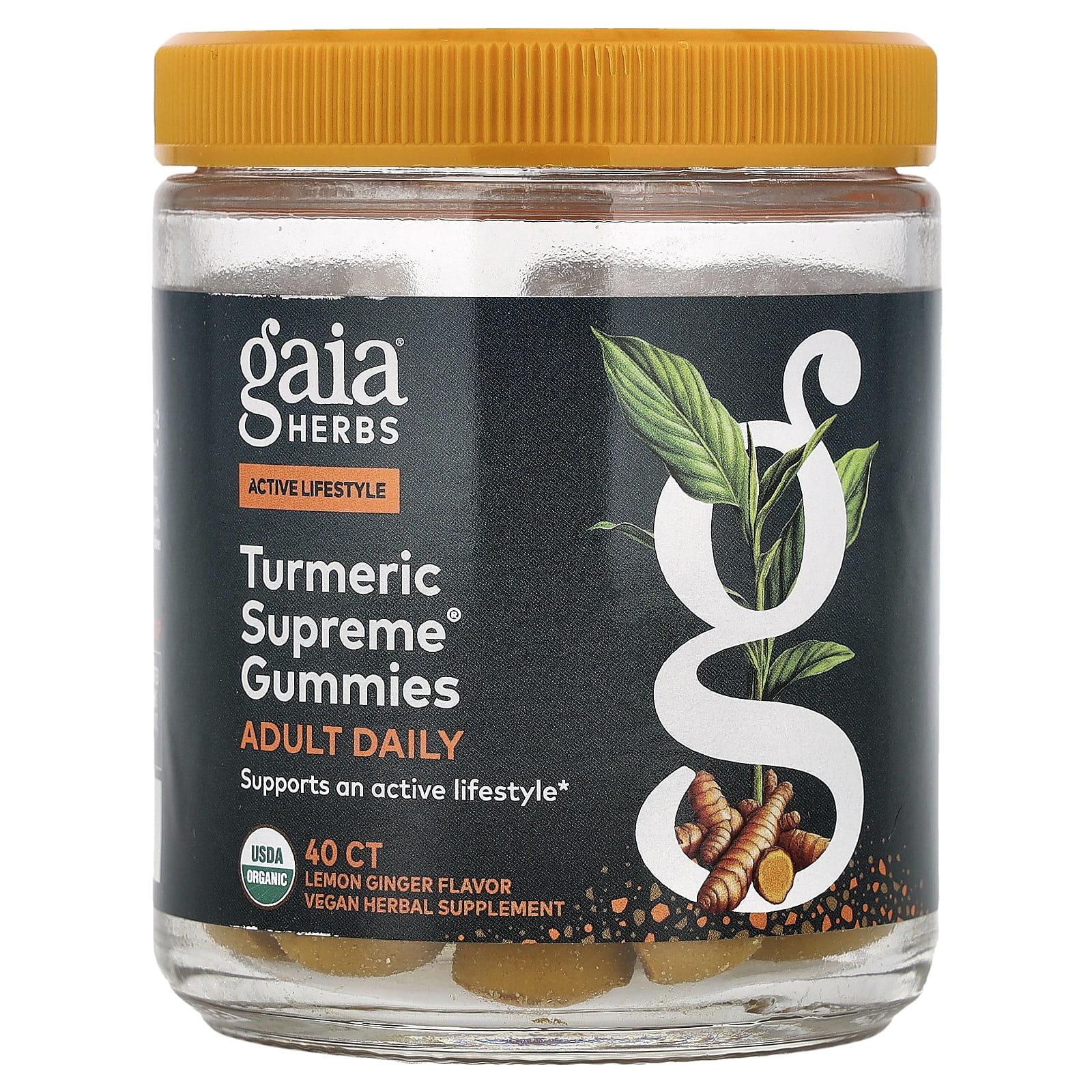 Gaia Herbs Turmeric Supreme, Adult Daily Gummies – Lemon Ginger – 40 gommes — Tunisie