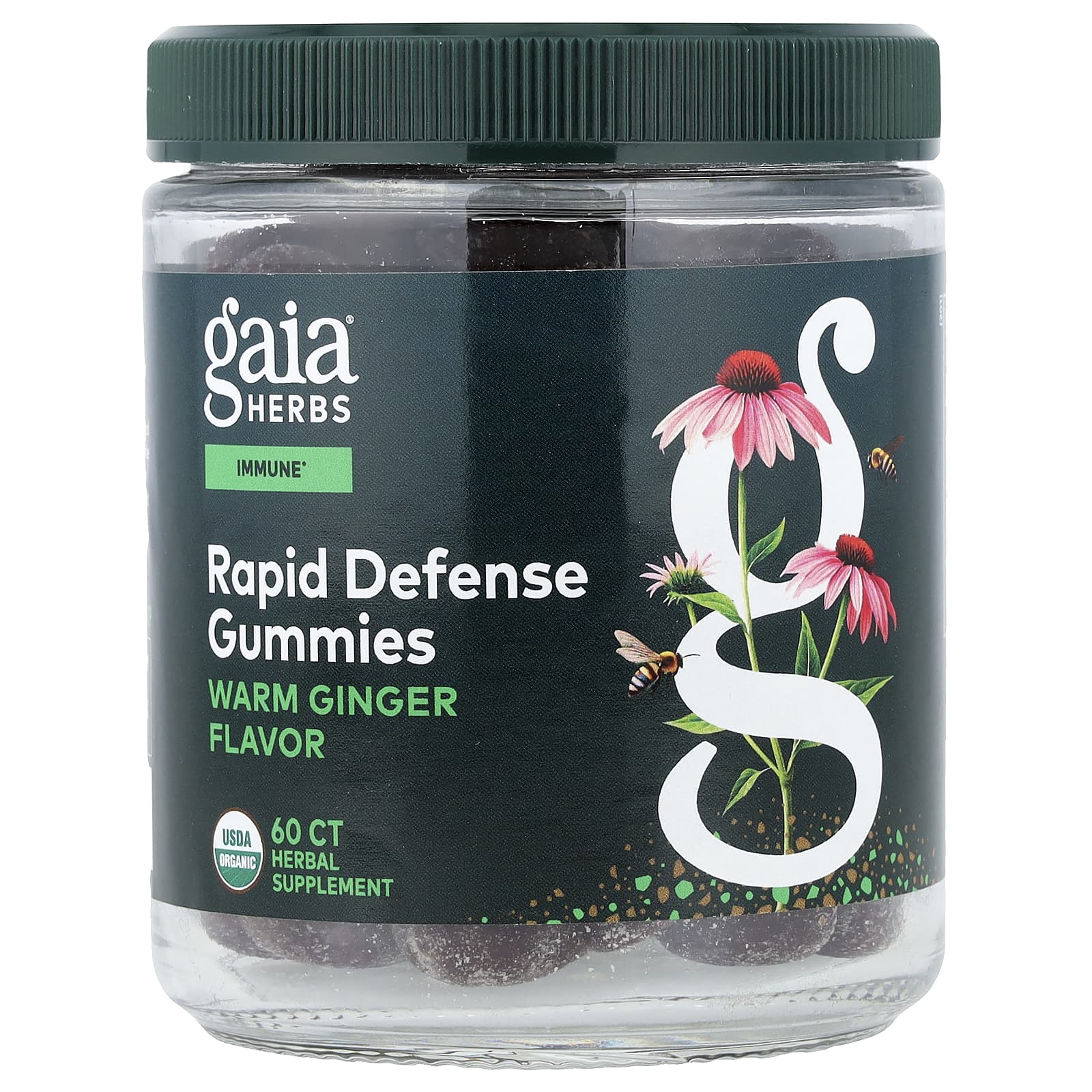 Gaia Herbs Rapid Defense Gummies, Warm Ginger – 60 gommes — Tunisie