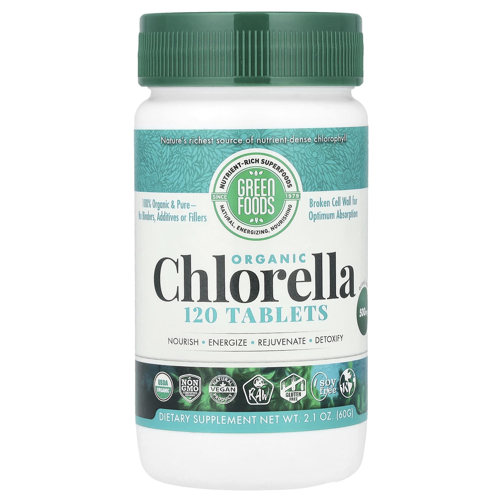 Green Foods Organic Chlorella – 120 comprimés — Tunisie