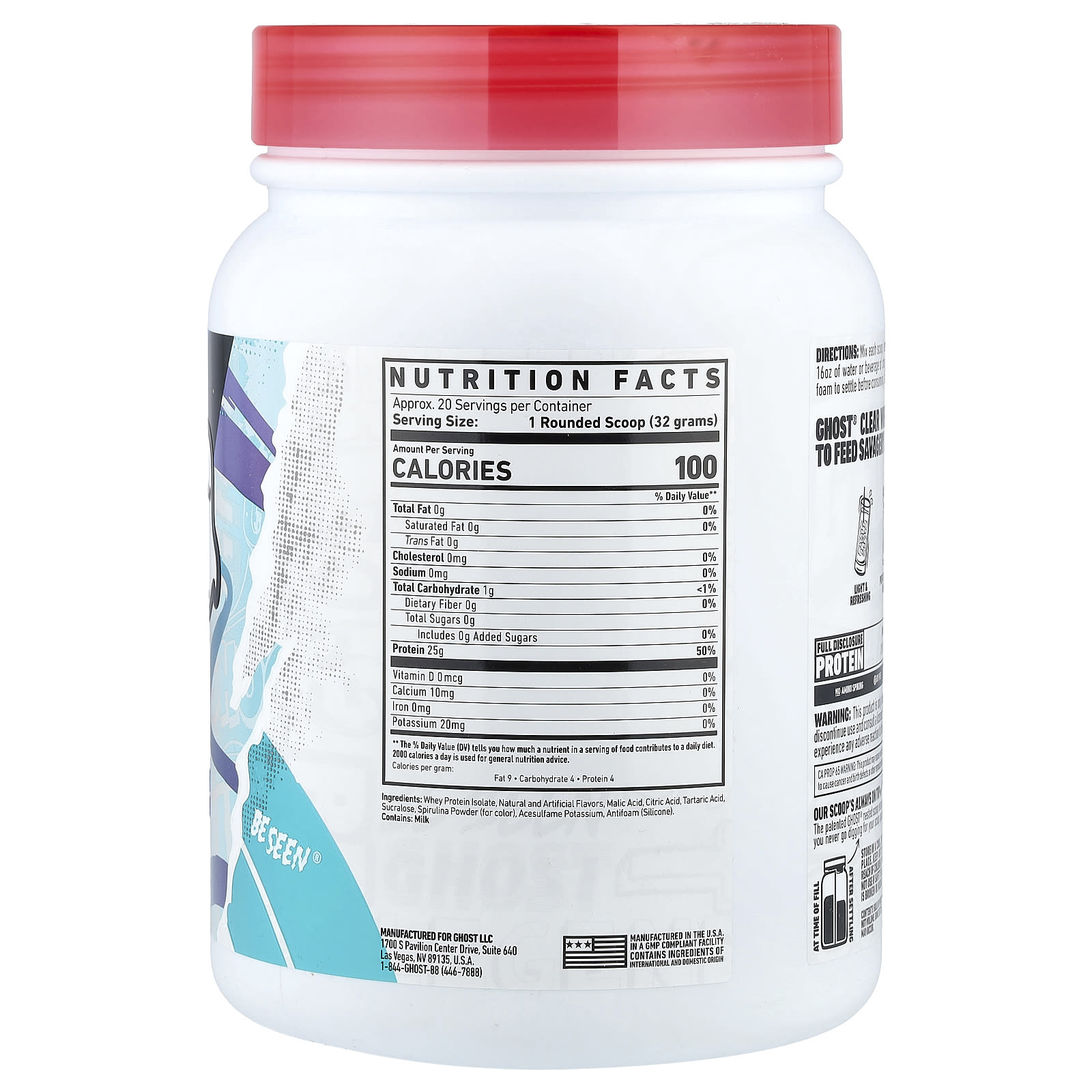 Ghost Whey, Clear Protein Isolate – Blue Raspberry – 640 g — photo 2 sur 2