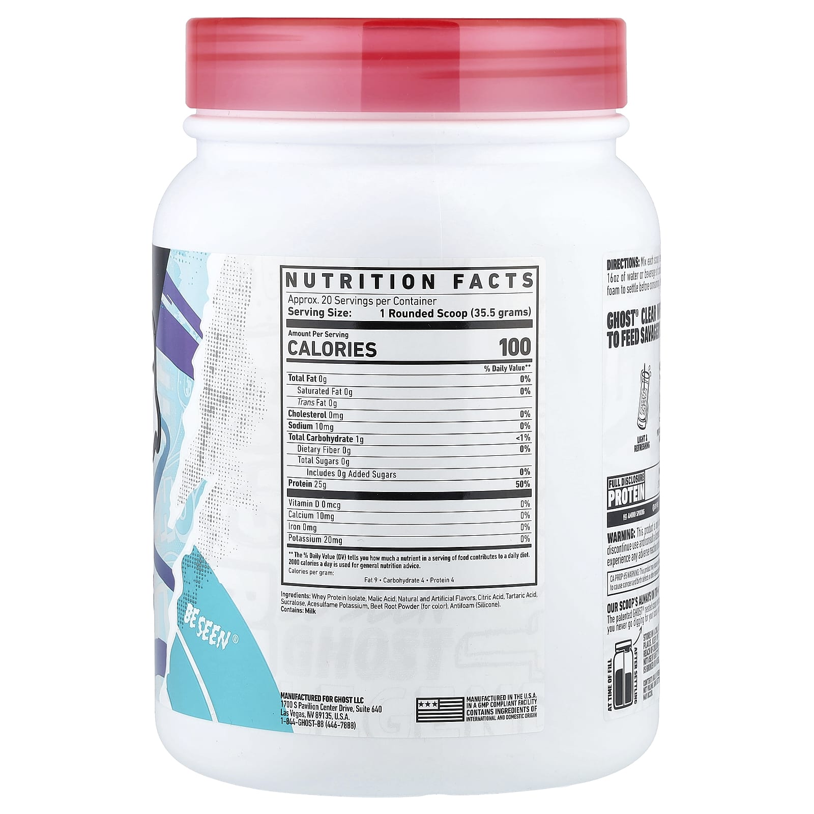 Ghost Whey, Clear Protein Isolate – Strawberry Watermelon – 710 g — photo 2 sur 2