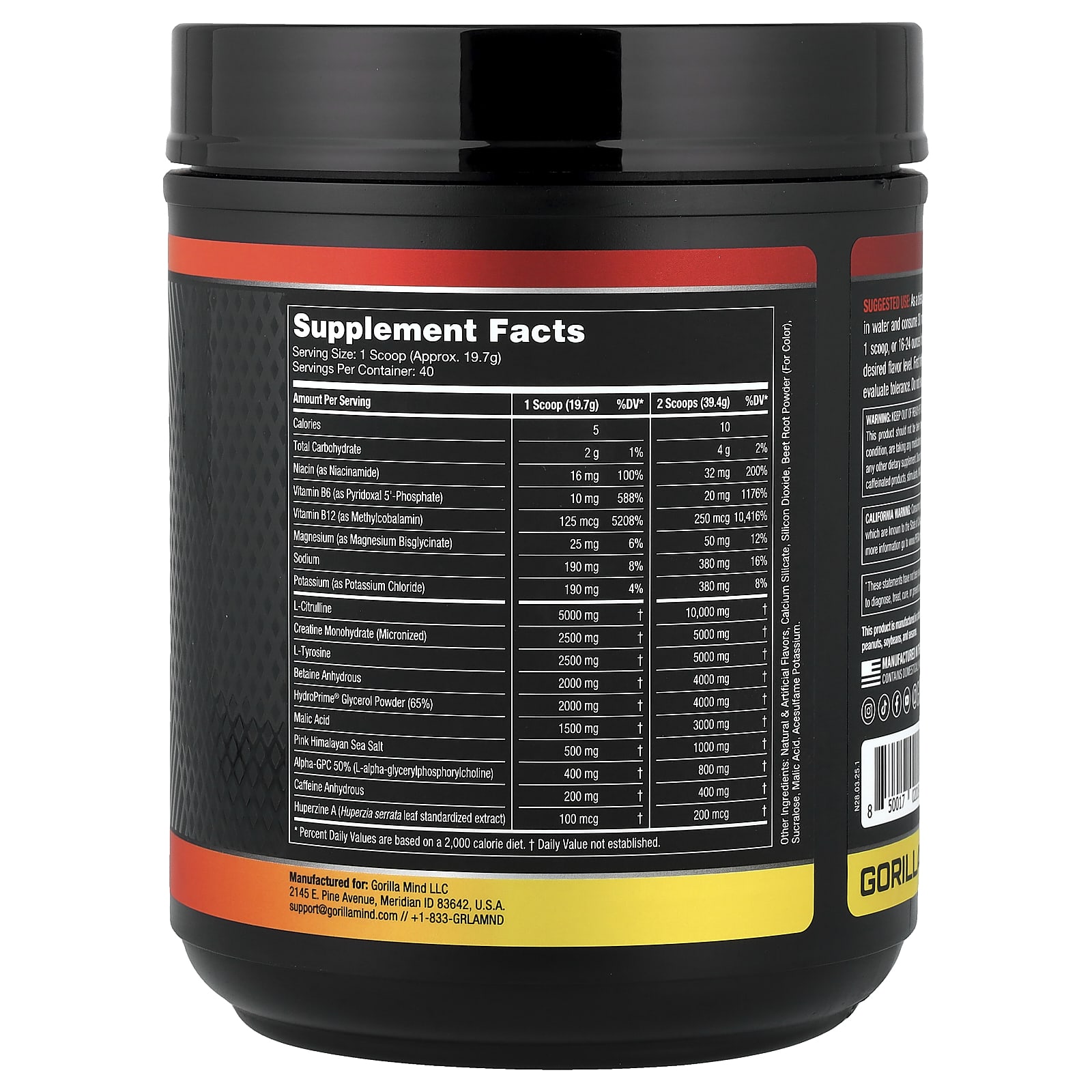 Gorilla Mind Mode, Pre-Workout Formula – Fruit Punch – 788 g — photo 2 sur 2