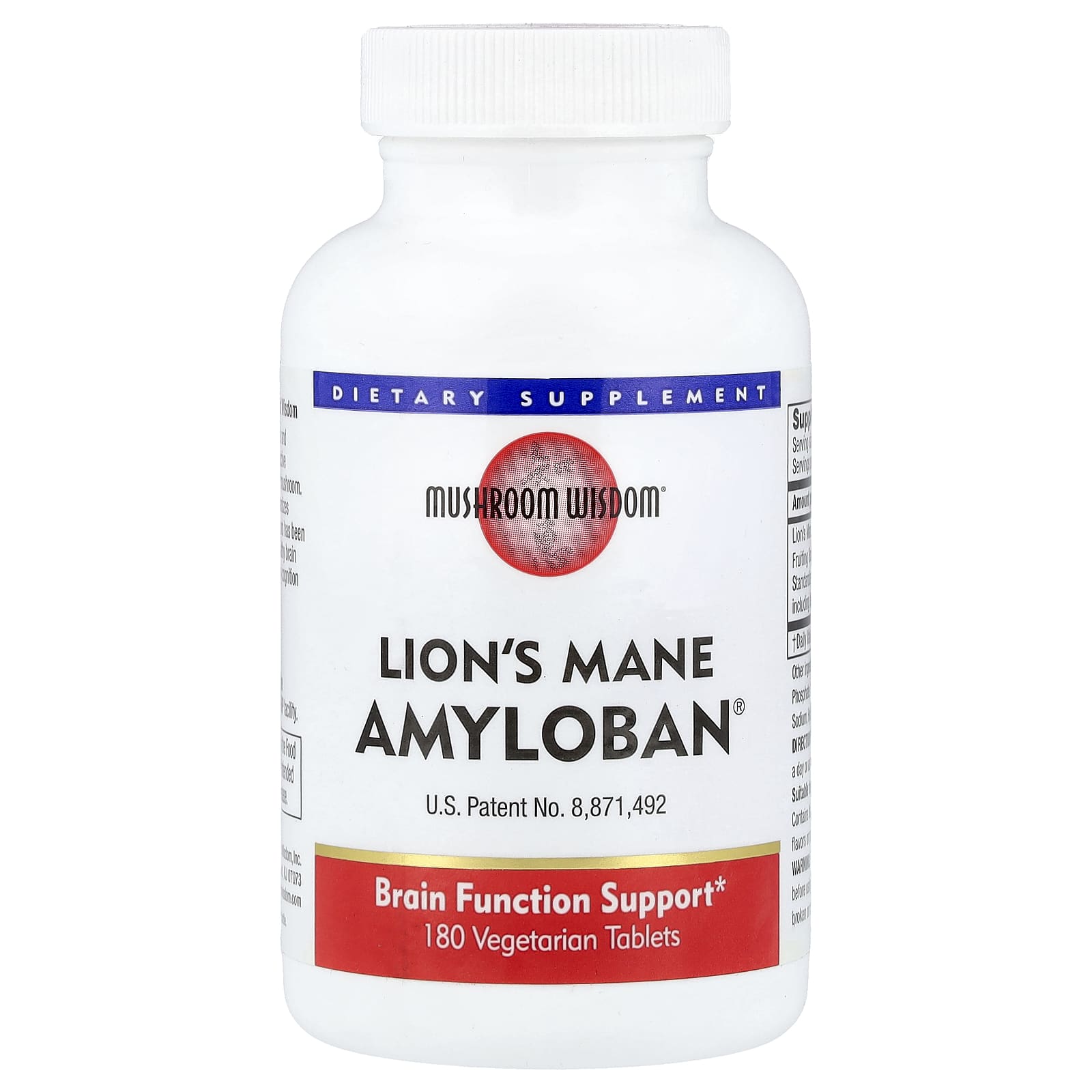 Mushroom Wisdom Lion's Mane Amyloban, 180 Vegetarian Tablets — Tunisie