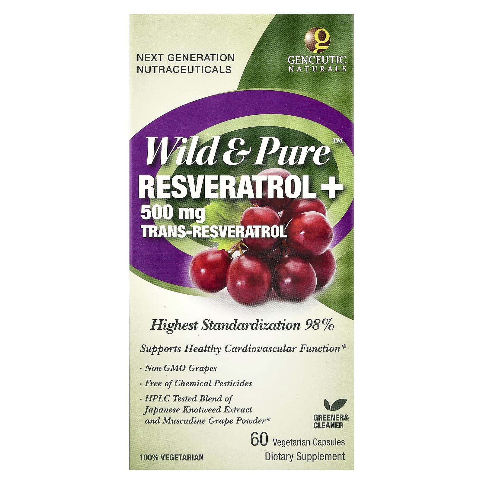 Genceutic Naturals Wild & Pure, Resveratrol+ – 60 gélules végétales — Tunisie