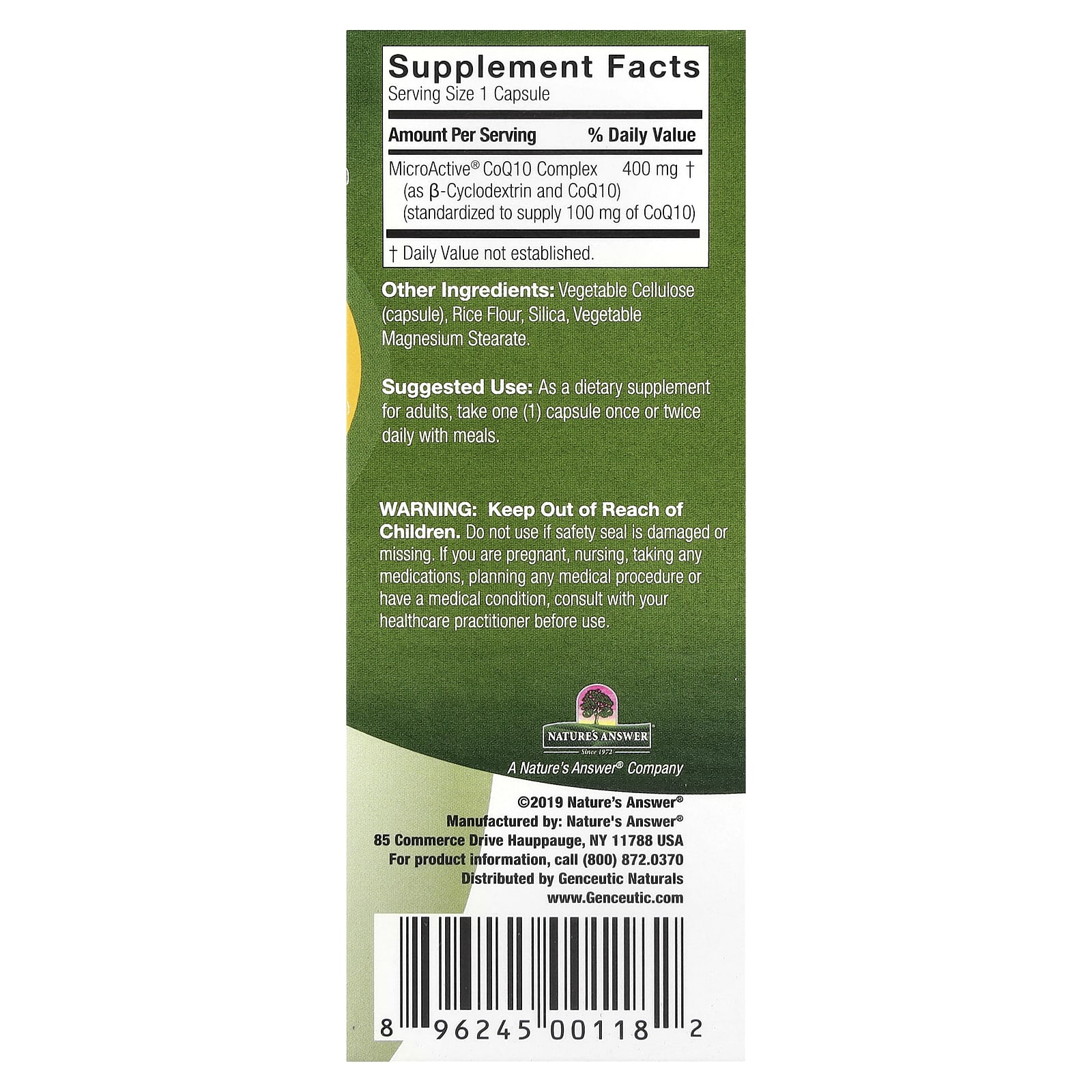 Genceutic Naturals 24hr CoQ10 – 60 gélules végétales — photo 2 sur 2