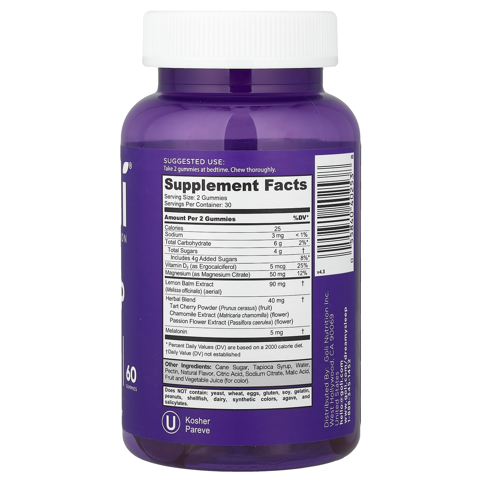 Goli Nutrition Dreamy Sleep Gummies – 60 gommes — photo 2 sur 2
