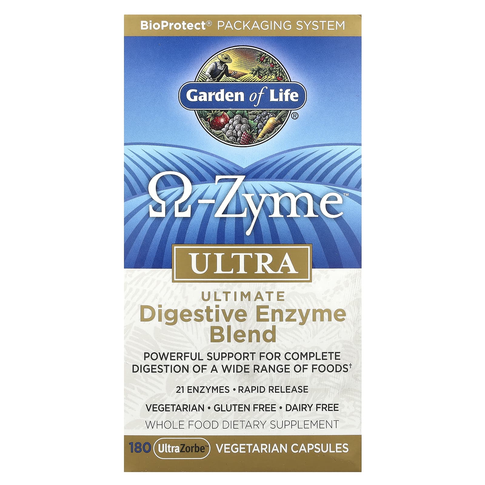 Garden of Life O-Zyme Ultra, Ultimate Digestive Enzyme Blend, 180 UltraZorbe Vegetarian Capsules — Tunisie