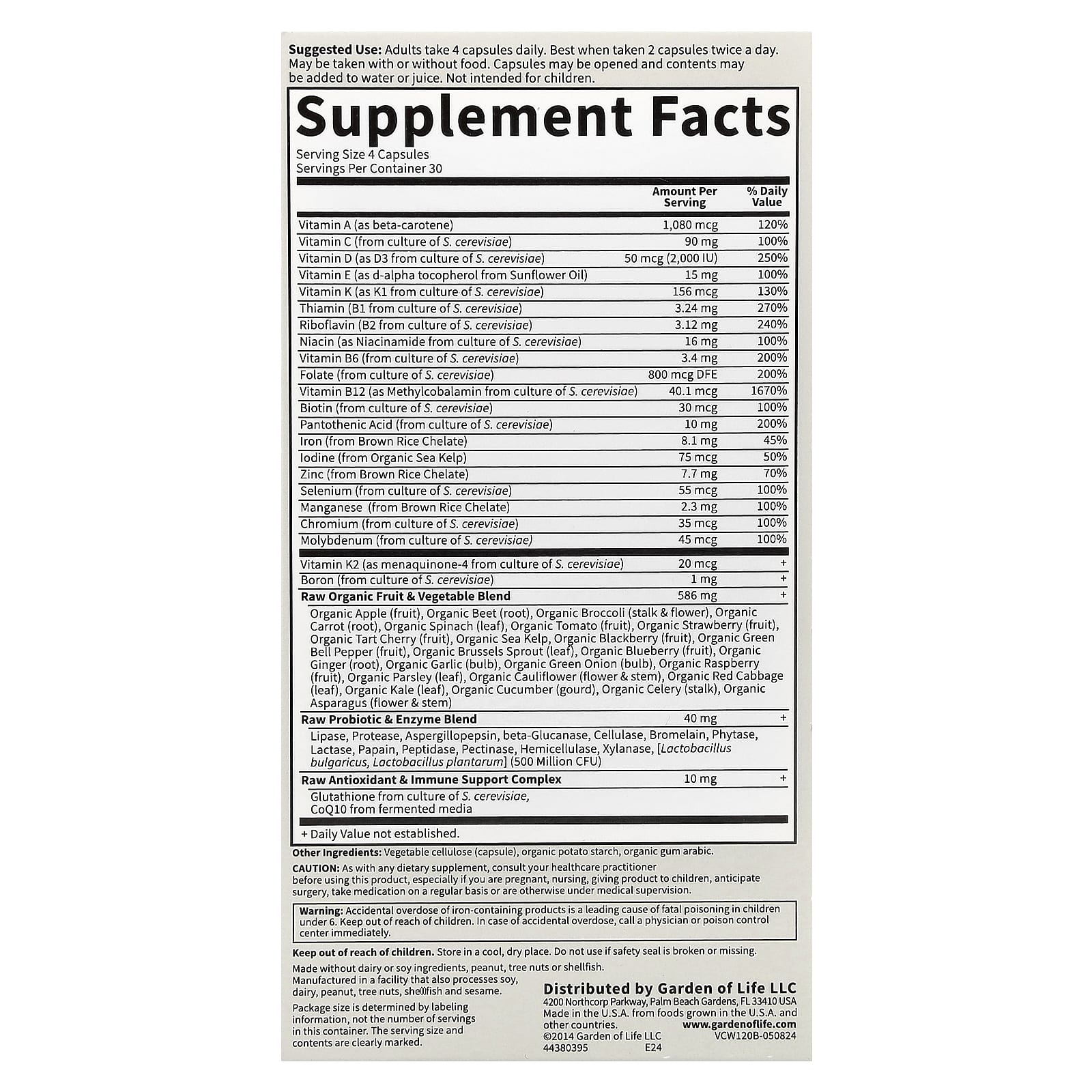Garden of Life Vitamin Code, Women Whole Food Multivitamin – 120 gélules végétales — photo 2 sur 2
