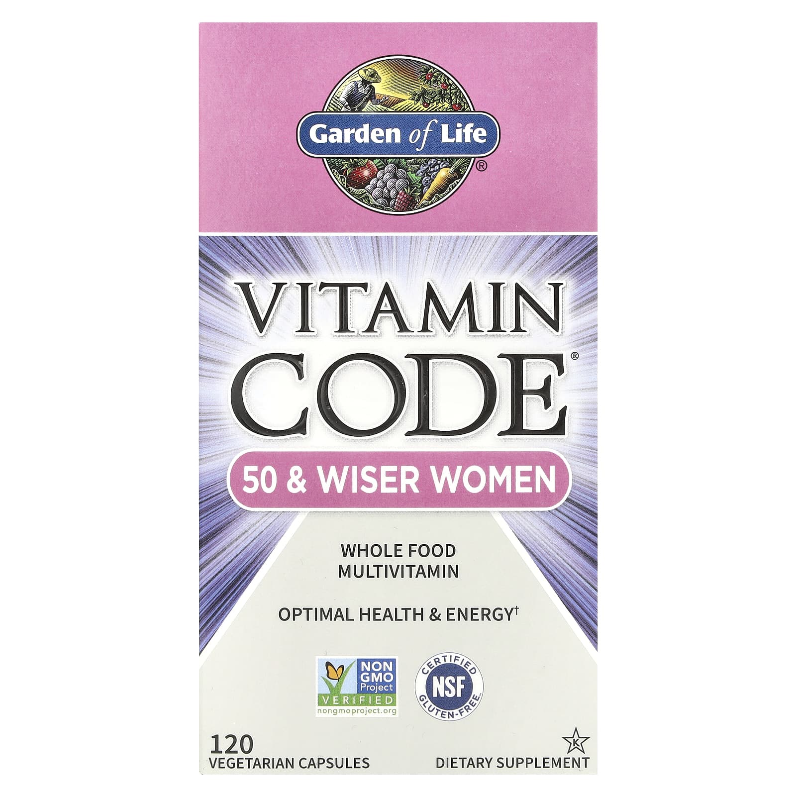 Garden of Life Vitamin Code – Whole Food Multivitamin For 50 & Wiser Women – 120 gélules végétales — Tunisie