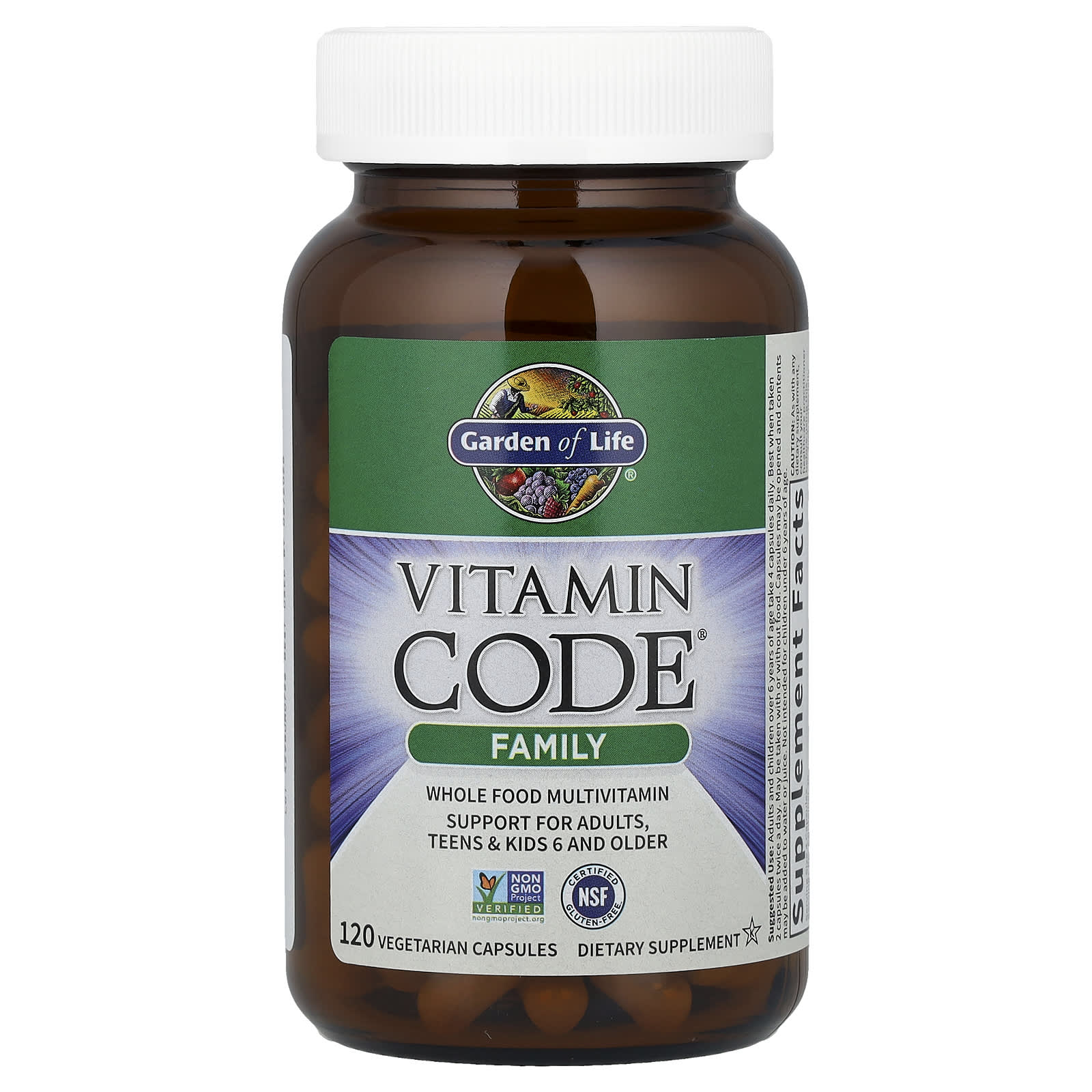 Garden of Life Vitamin Code, Family, Whole Food Multivitamin – 120 gélules végétales — étiquette 1