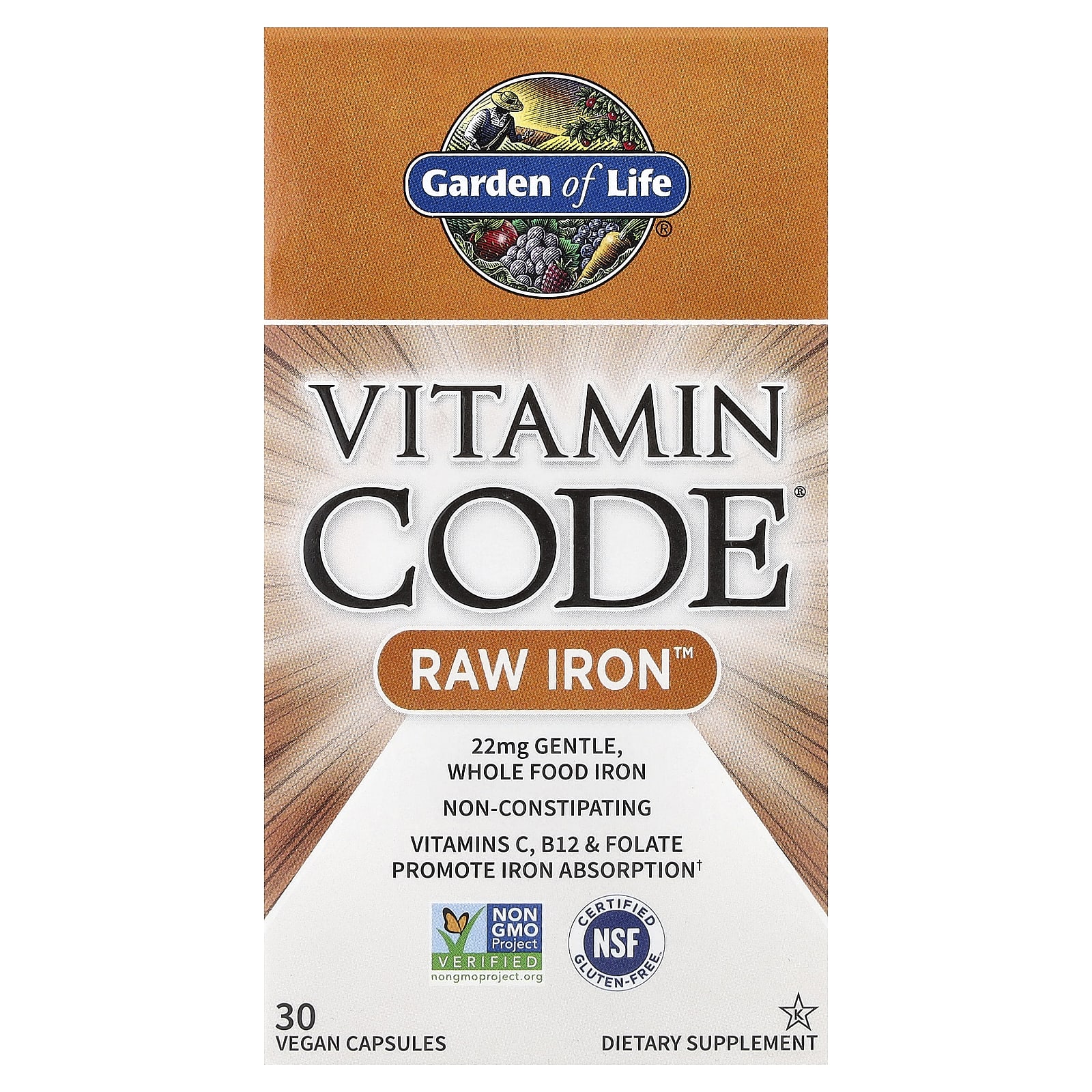 Garden of Life Vitamin Code, RAW Iron – 30 gélules véganes — Tunisie