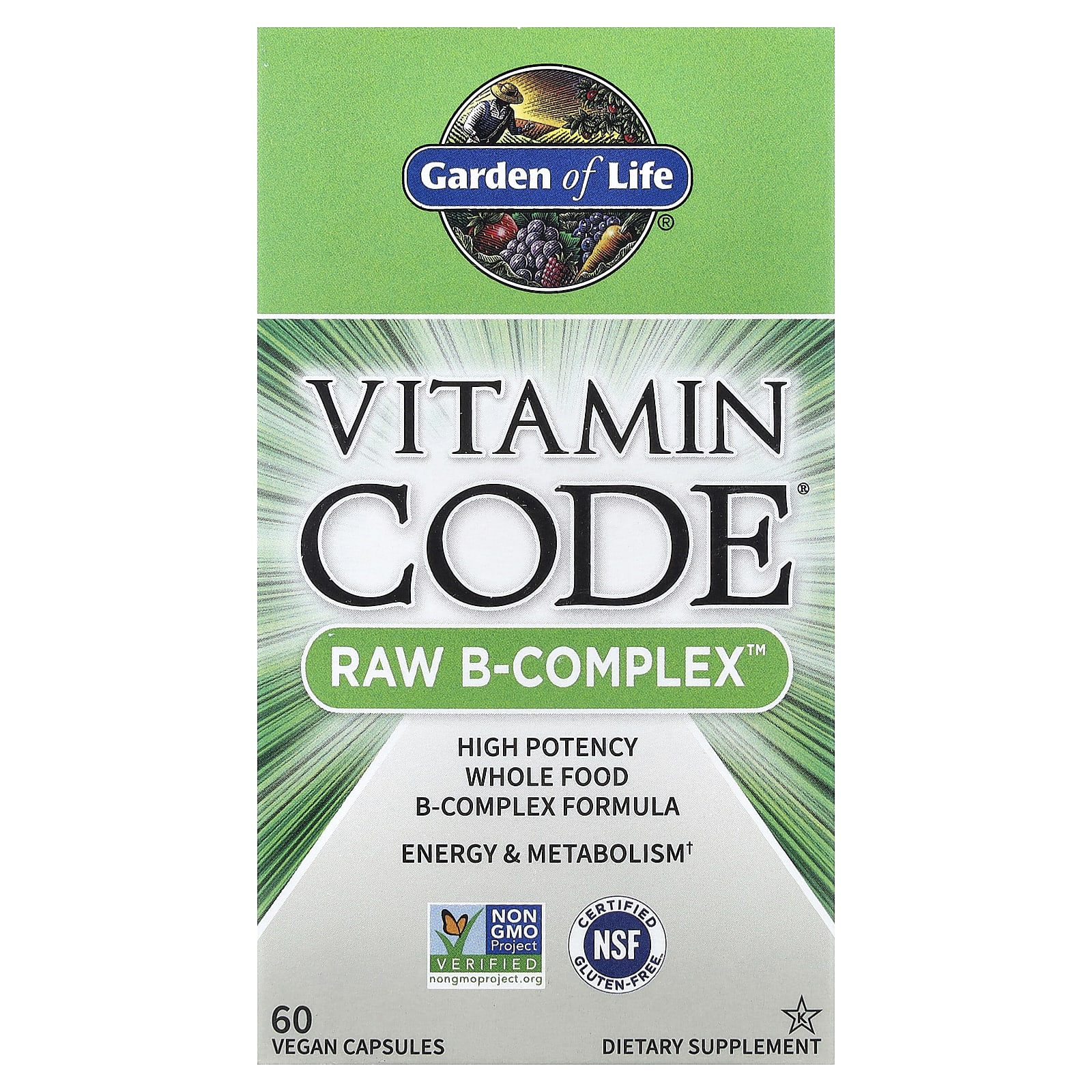 Garden of Life Vitamin Code, RAW B-Complex – 60 gélules véganes — Tunisie