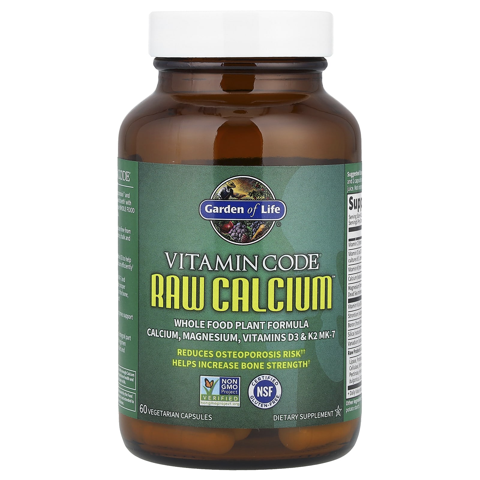 Garden of Life Vitamin Code, RAW Calcium – 60 gélules végétales — étiquette 1