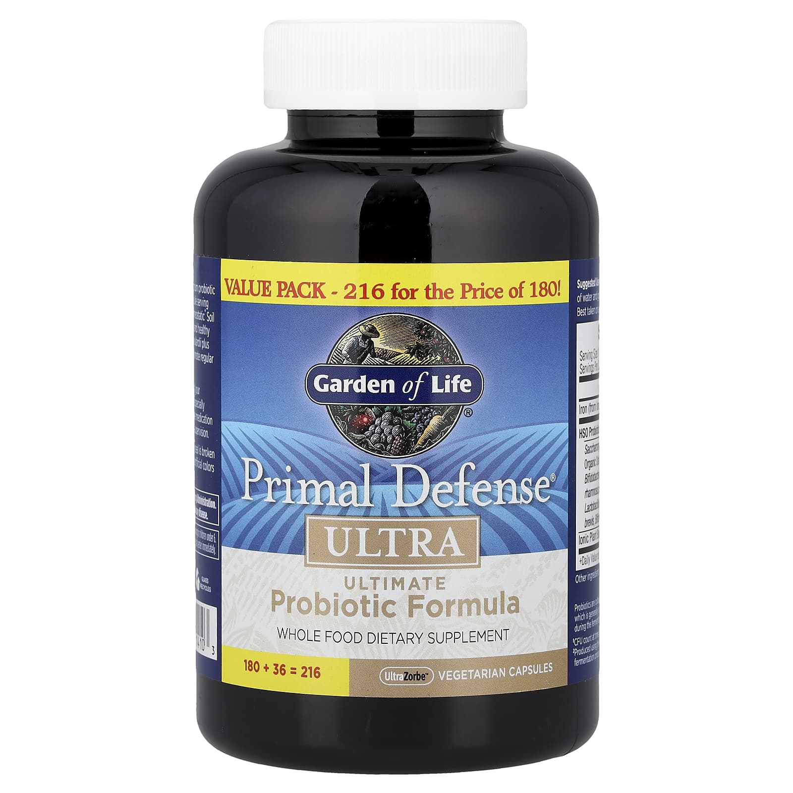 Garden of Life Primal Defense, Ultra, Ultimate Probiotic Formula, 216 UltraZorbe Vegetarian Capsules — Tunisie