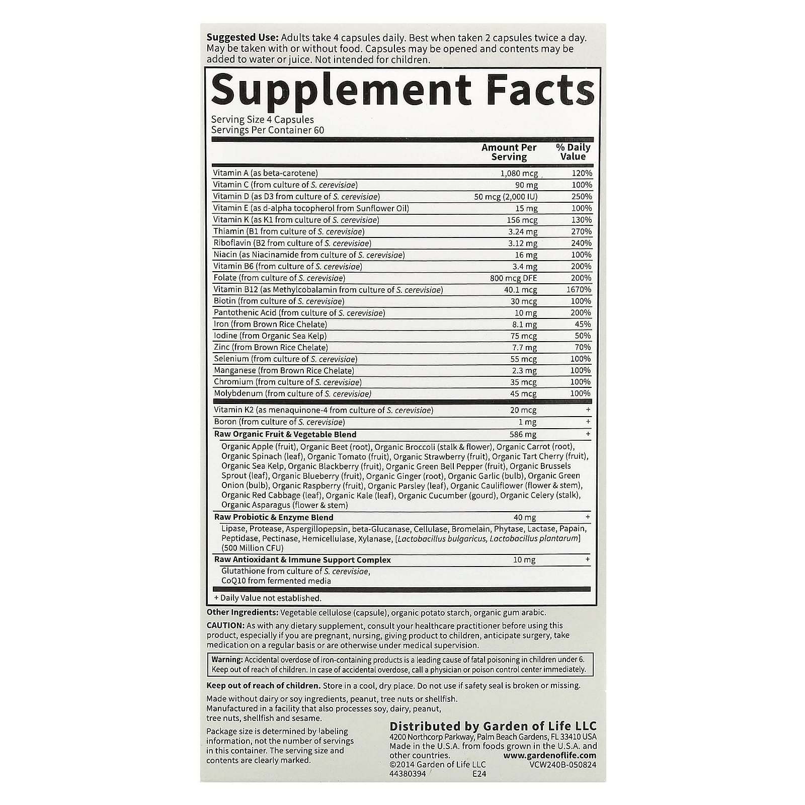 Garden of Life Vitamin Code, Whole Food Multivitamin, Women – 240 gélules végétales — photo 2 sur 2