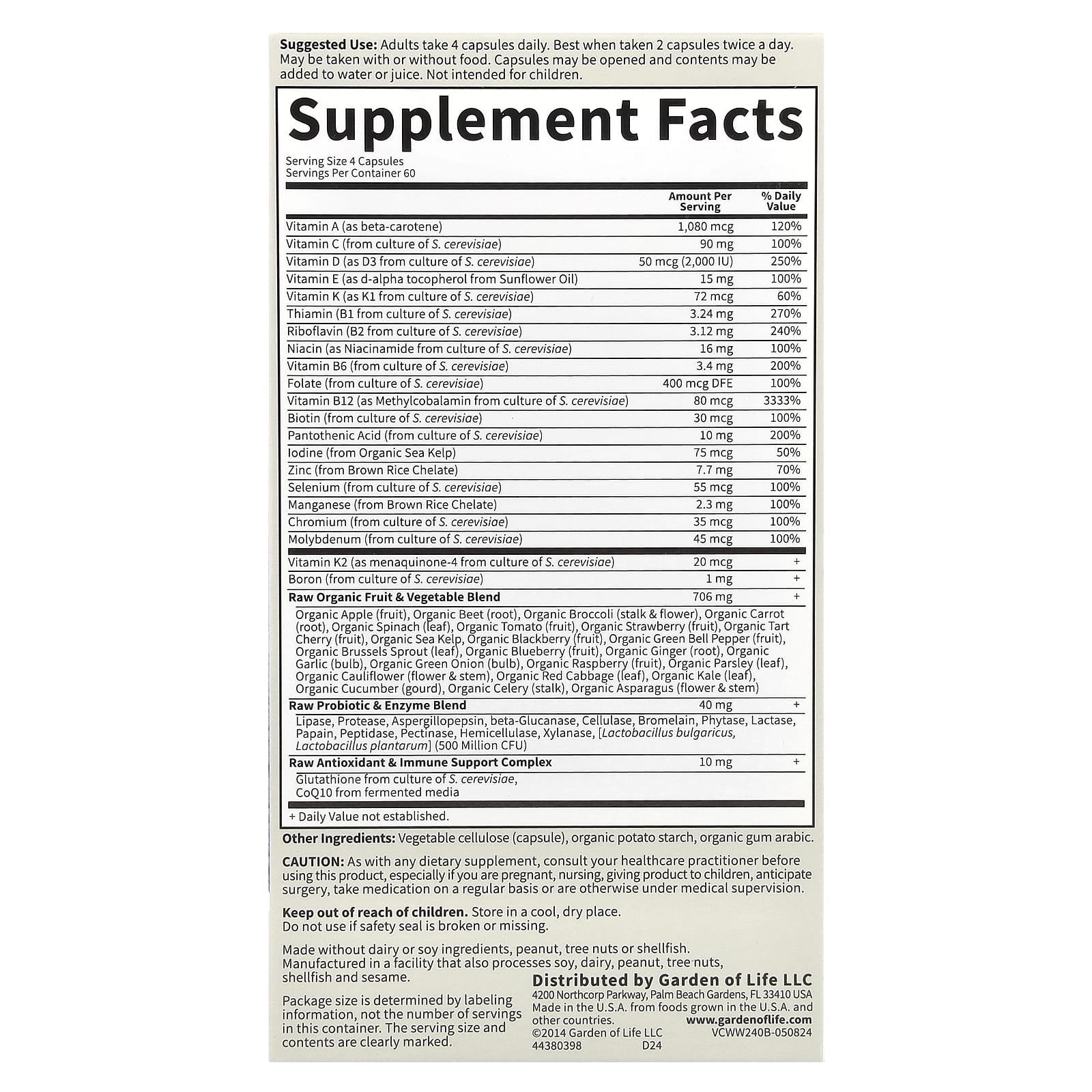 Garden of Life Vitamin Code, Whole Food Multivitamin for Women – 240 gélules végétales — photo 2 sur 2