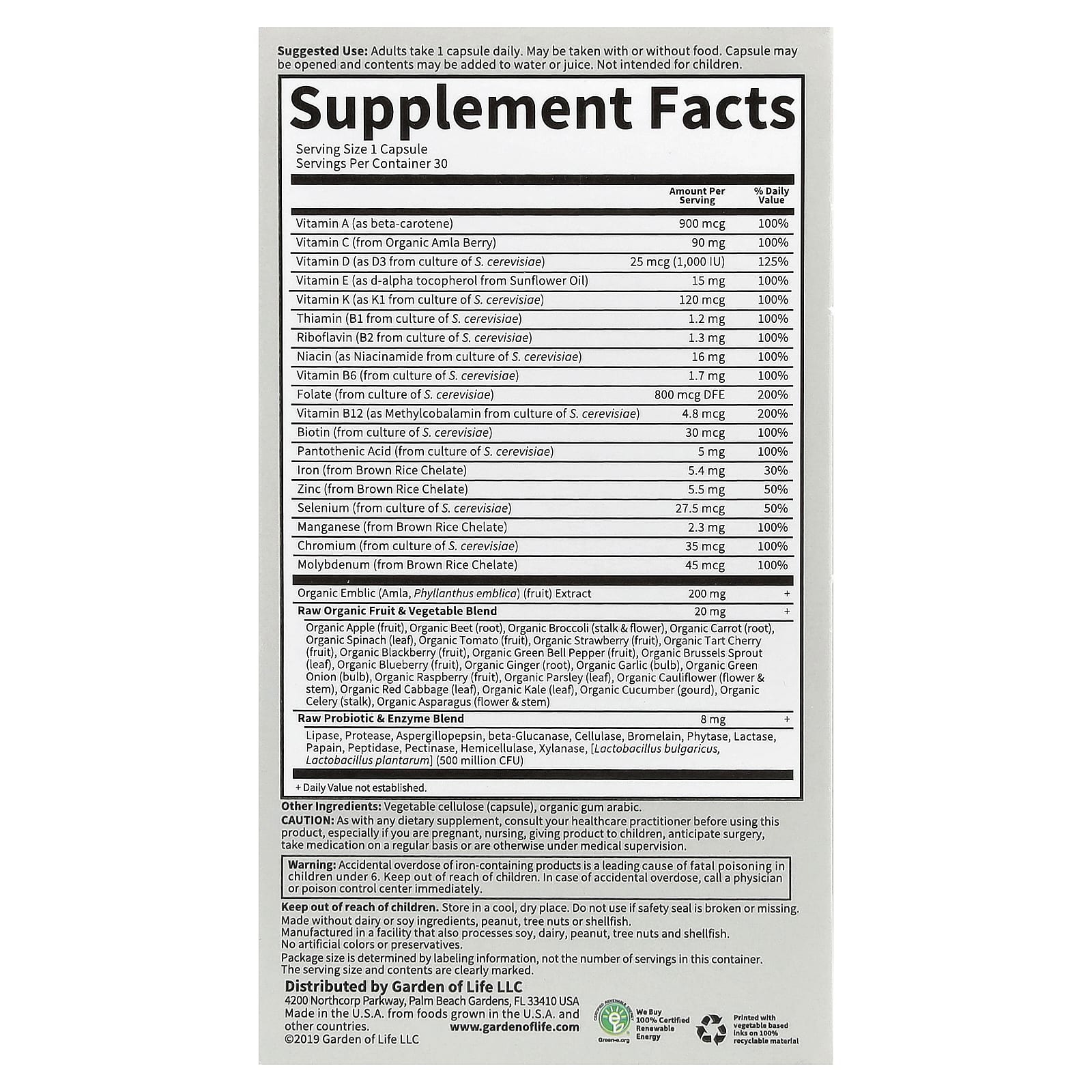 Garden of Life Vitamin Code, Raw One For Women – 30 gélules végétales — photo 2 sur 2