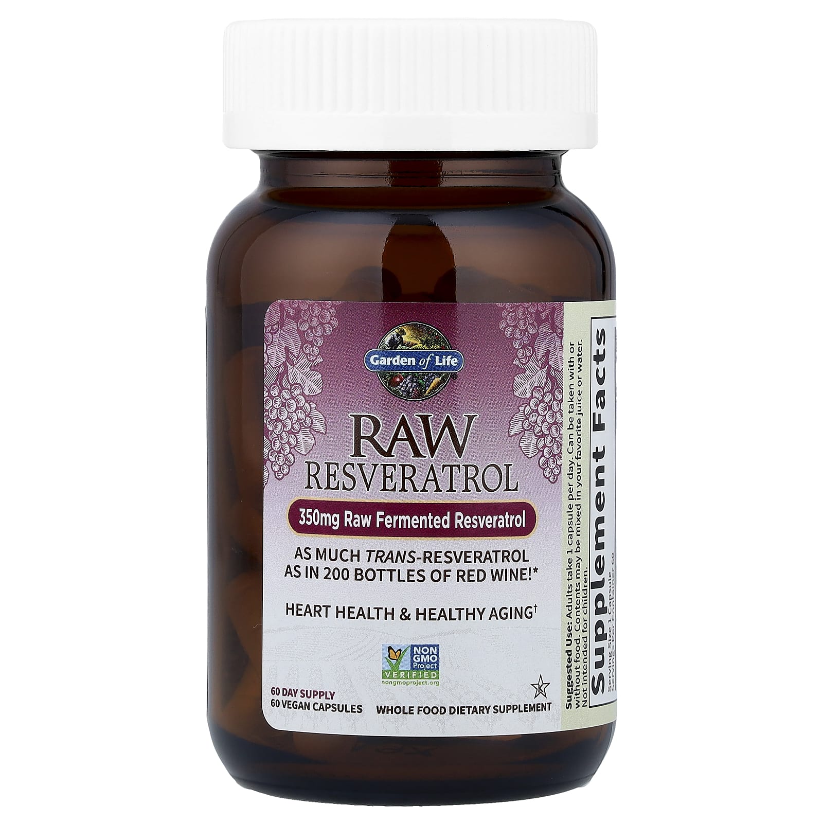 Garden of Life RAW Resveratrol – 60 gélules véganes — étiquette 1