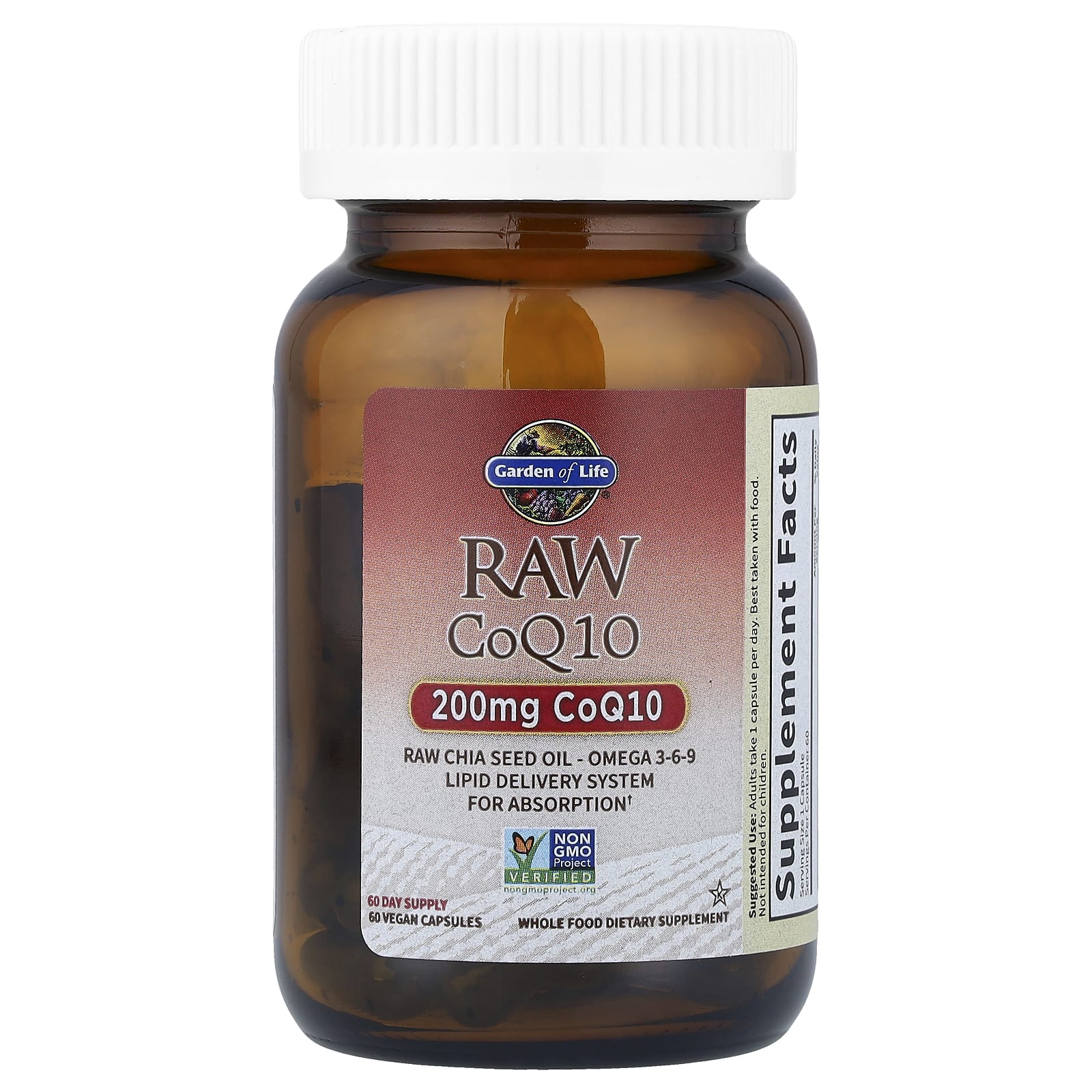 Garden of Life RAW CoQ10 – 60 gélules véganes — étiquette 1