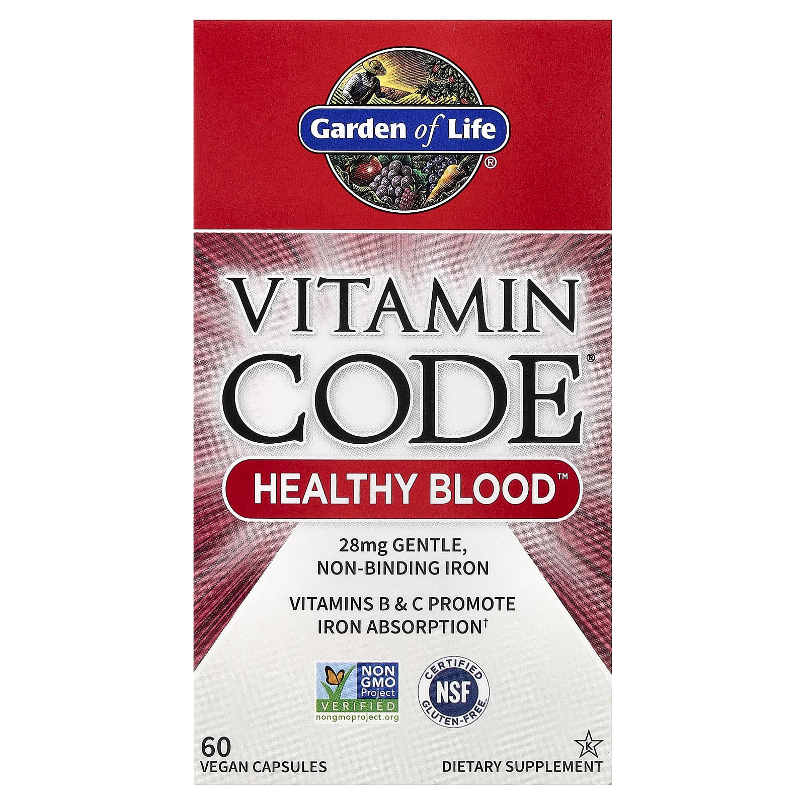 Garden of Life Vitamin Code, Healthy Blood – 60 gélules véganes — Tunisie