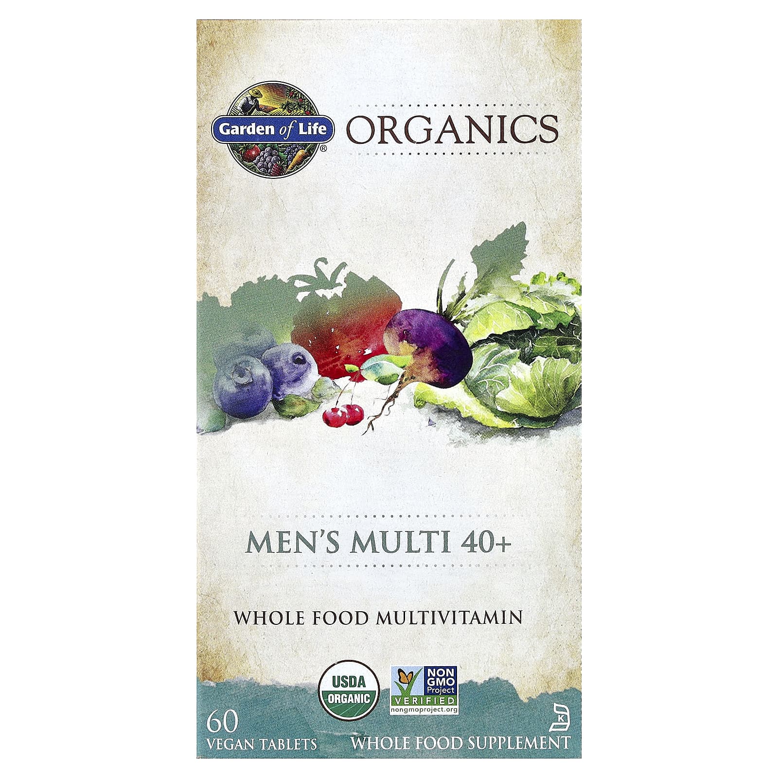 Garden of Life Organics, Men's Multi 40+, 60 Vegan Tablets — Tunisie