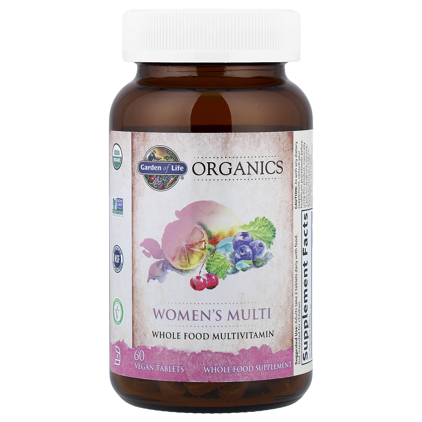 Garden of Life Organics, Women's Multi, 60 Vegan Tablets — étiquette 1