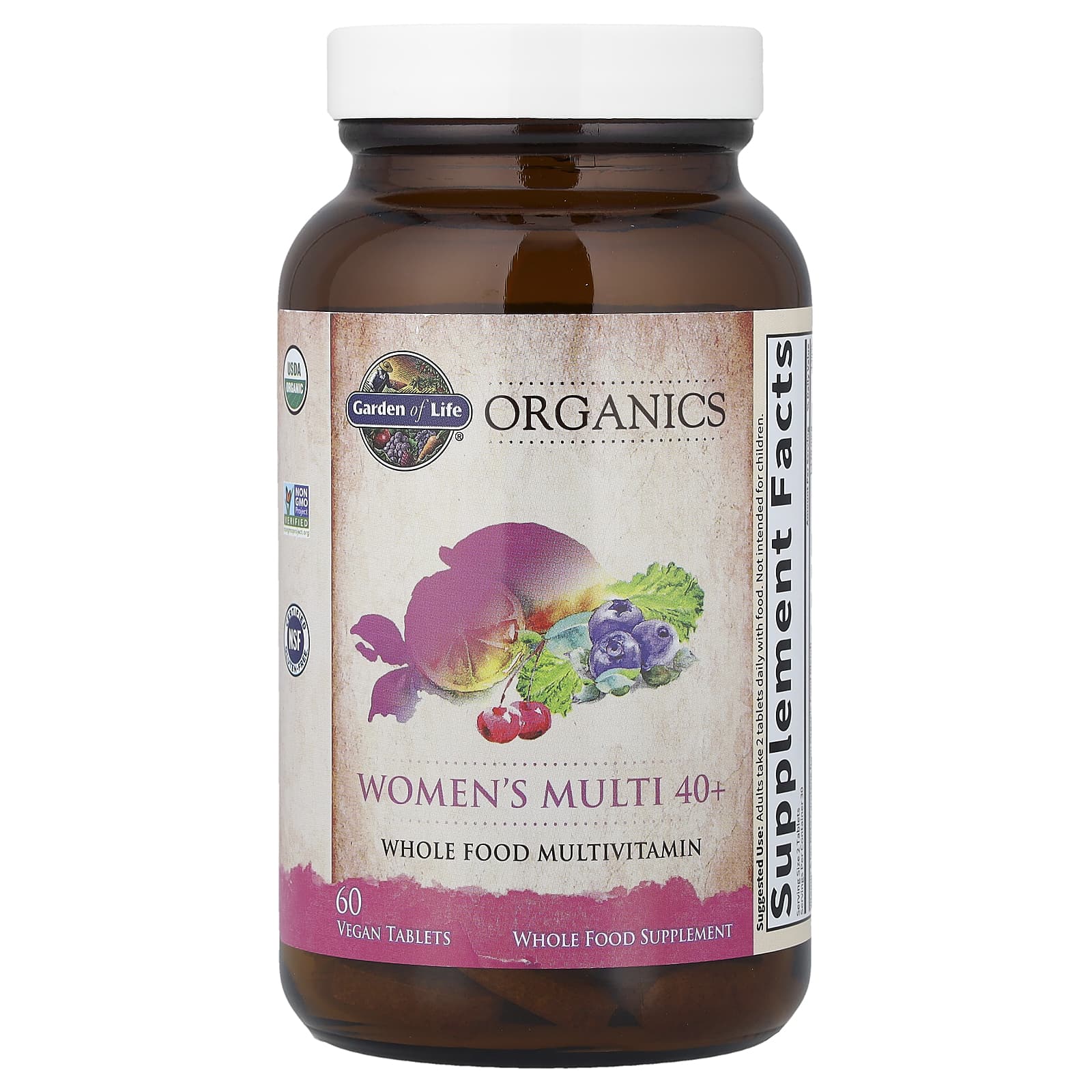 Garden of Life Organics, Women's Multi 40+, 60 Vegan Tablets — étiquette 1