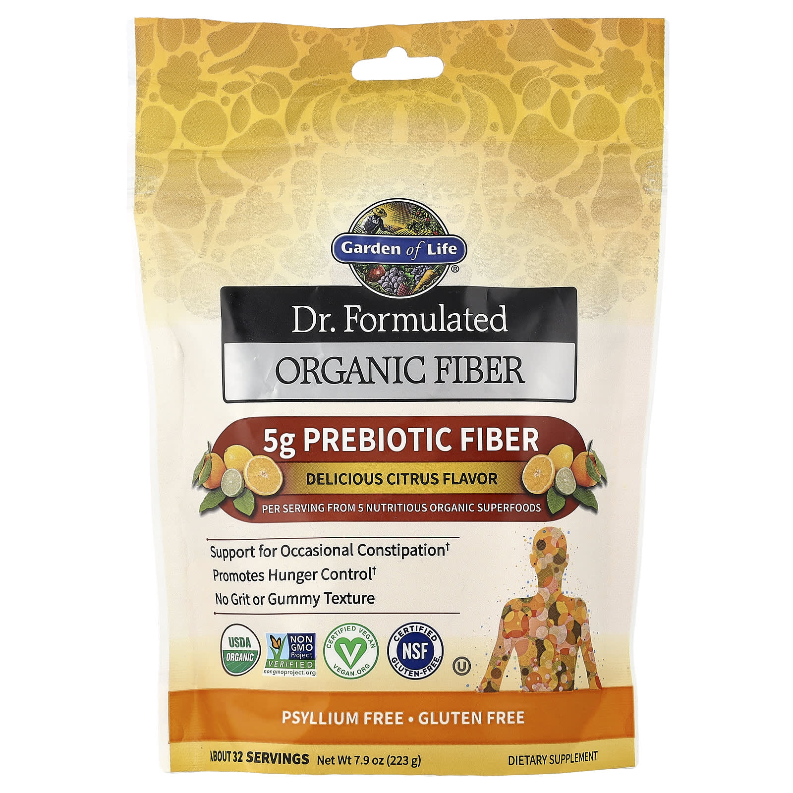 Garden of Life Dr. Formulated Organic Fiber – Citrus – 223 g — Tunisie
