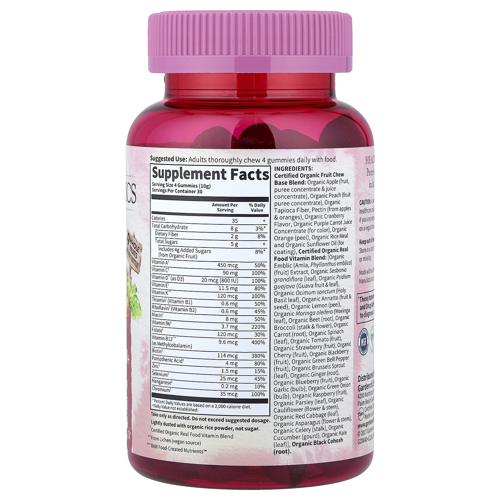 Garden of Life Organics, Women's Multi 40+ Gummies, 120 Vegan Gummy Drops – Organic Berry — photo 2 sur 2