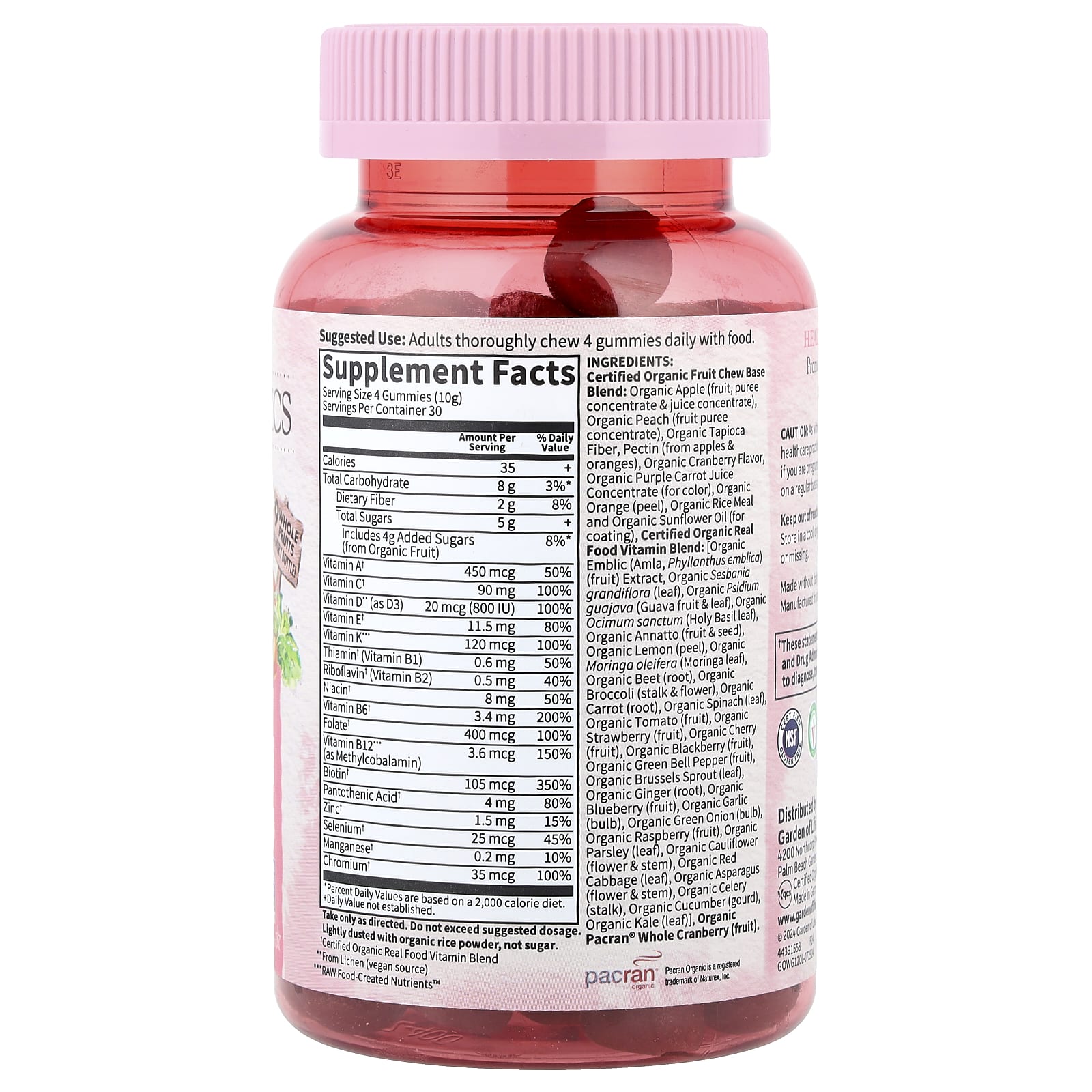 Garden of Life Organics, Women's Multi Gummies, 120 Vegan Gummy Drops – Organic Berry — photo 2 sur 2