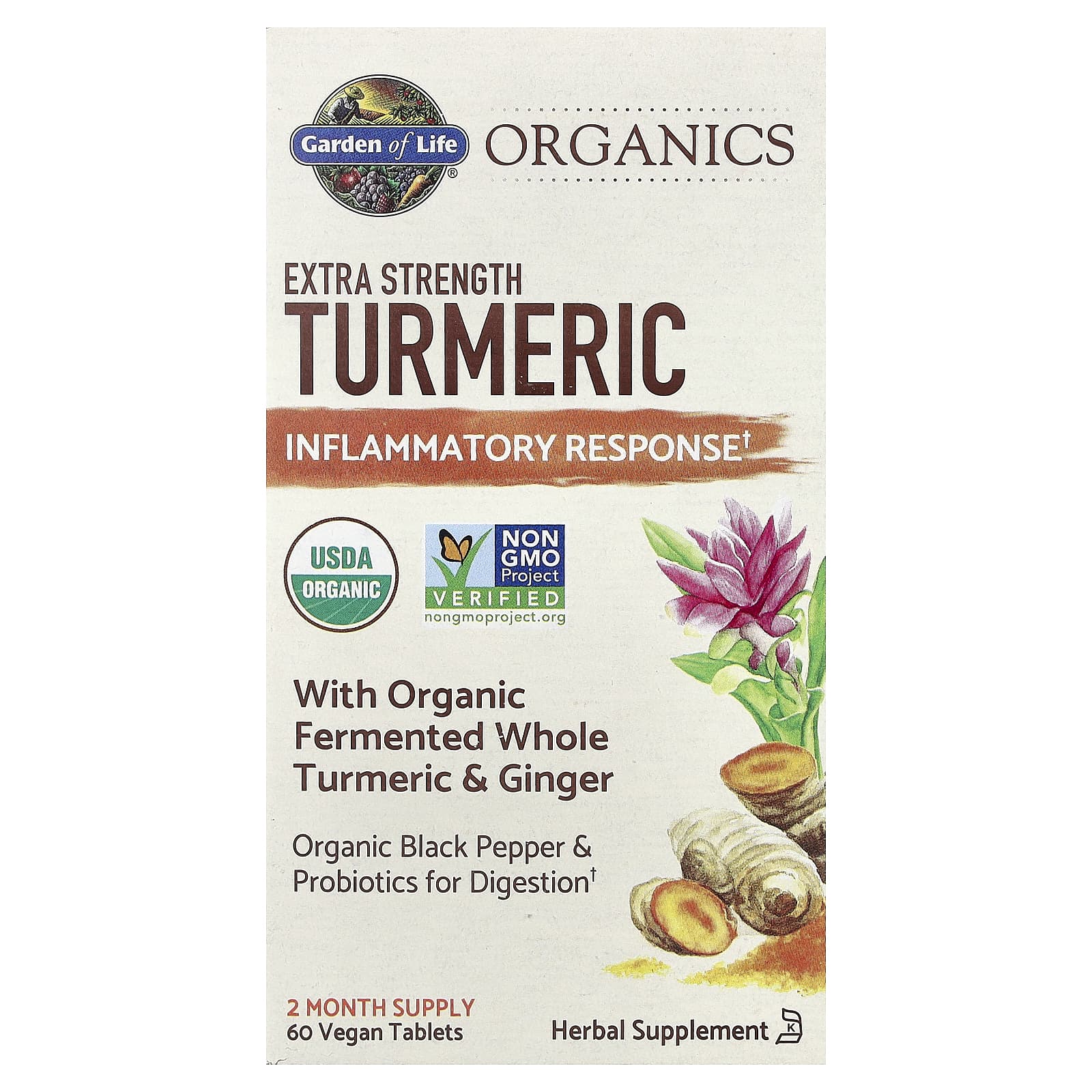 Garden of Life Organics, Turmeric, Inflammatory Response, 60 Vegan Tablets — Tunisie