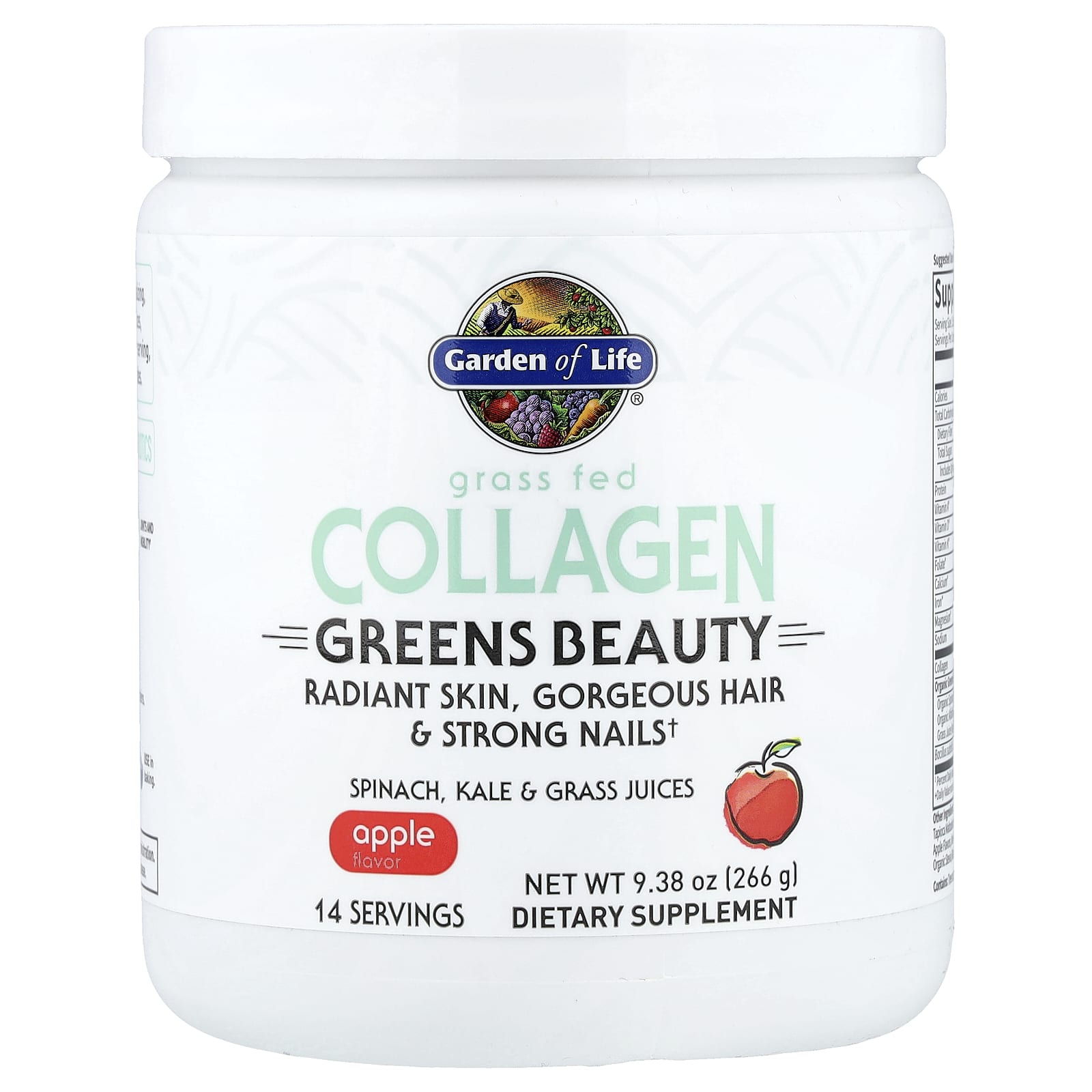 Garden of Life Grass Fed Collagen, Greens Beauty – Apple – 266 g — Tunisie