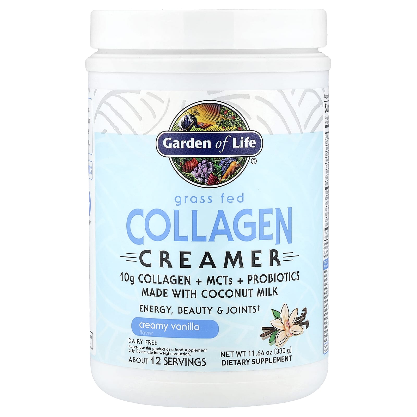 Garden of Life Grass Fed Collagen Creamer, Creamy Vanilla – Grass Fed Collagen Creamer – 330 g — Tunisie