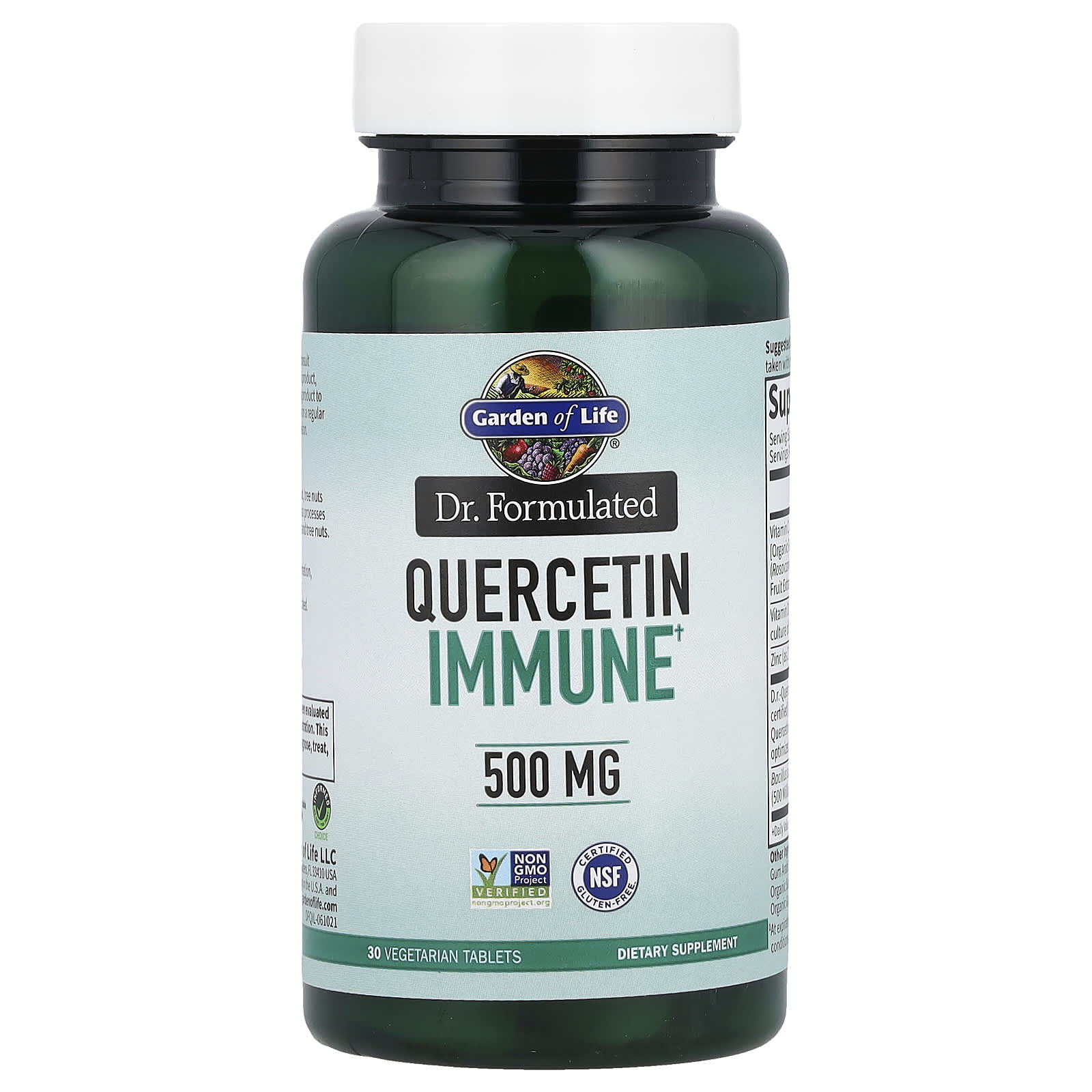 Garden of Life Dr. Formulated, Quercetin Immune – 500 mg — étiquette 1