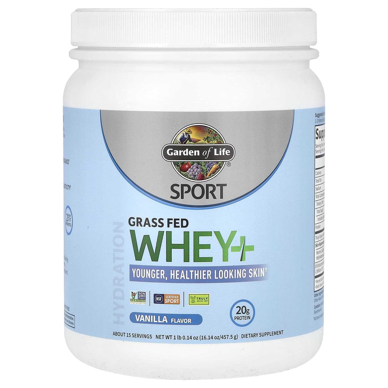 Garden of Life Sport, Grass Fed Whey+ – Vanilla – 457,5 g — Tunisie
