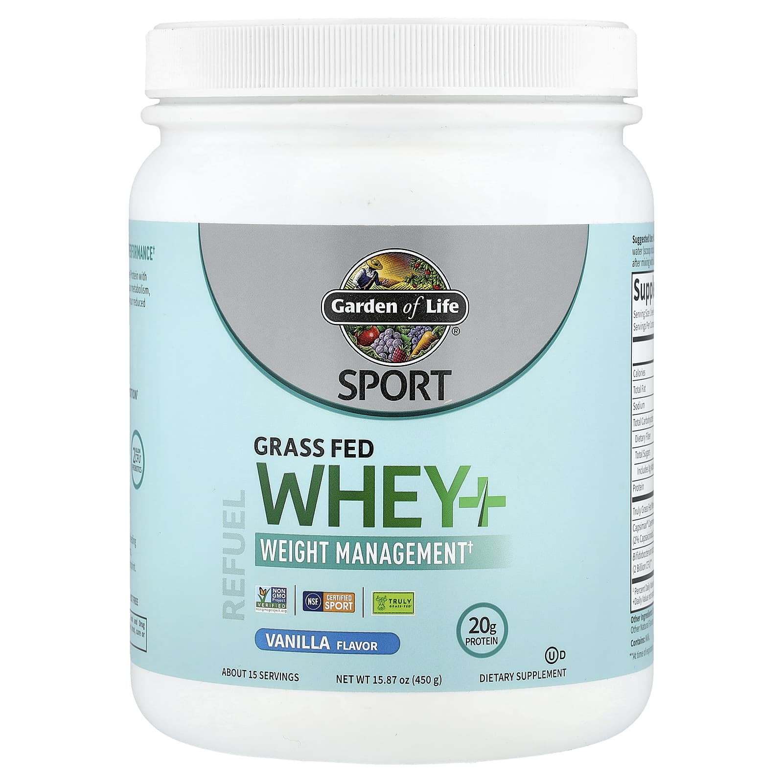 Garden of Life Sport, Grass Fed Whey+ – Vanilla – 450 g — Tunisie
